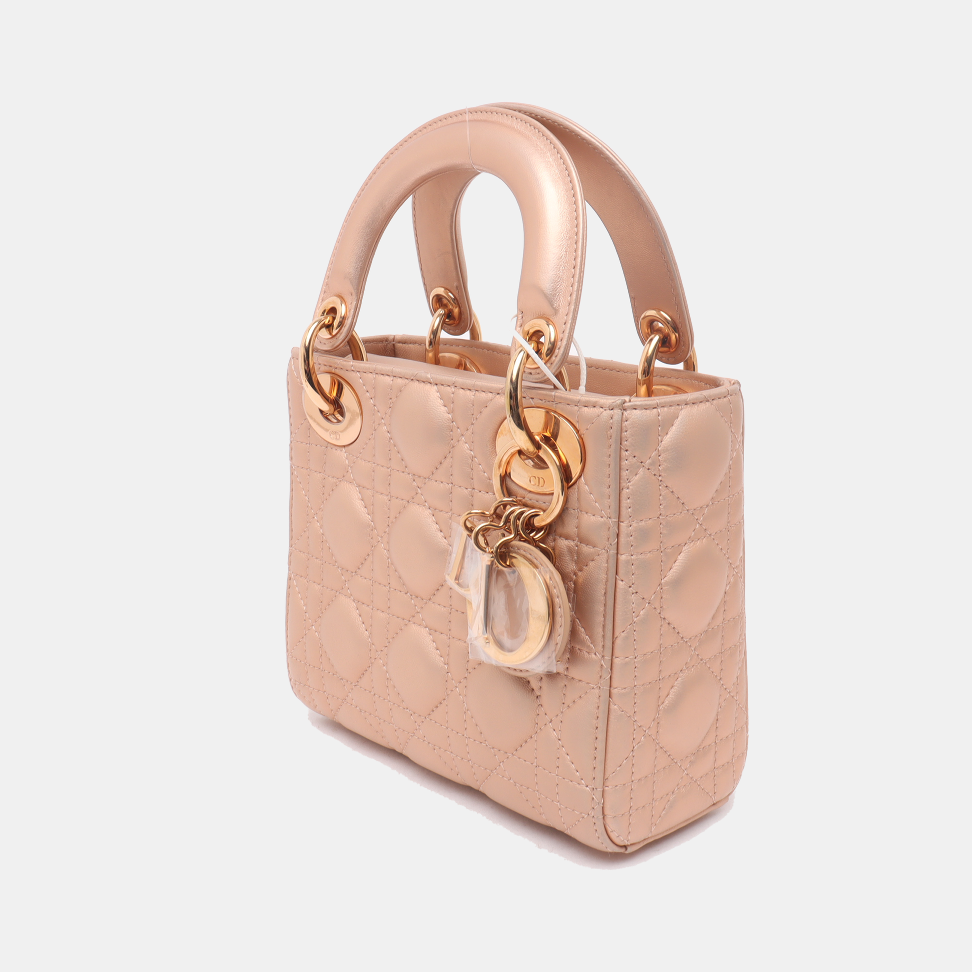 Dior Lady Irediscent And Metallic Cannage Lambskin Handbag Pink Travel Bag