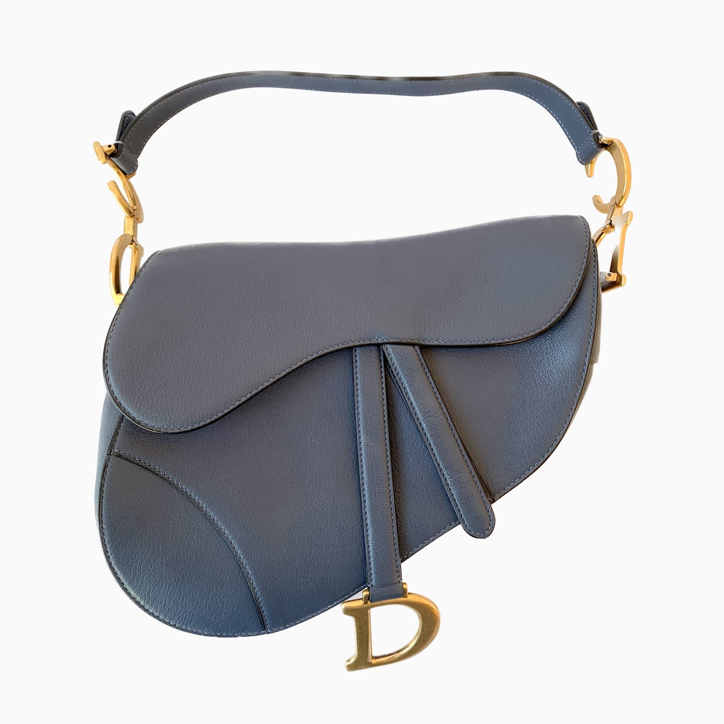 Dior Saddle Grey Handbag Leather Blue Travel Bag