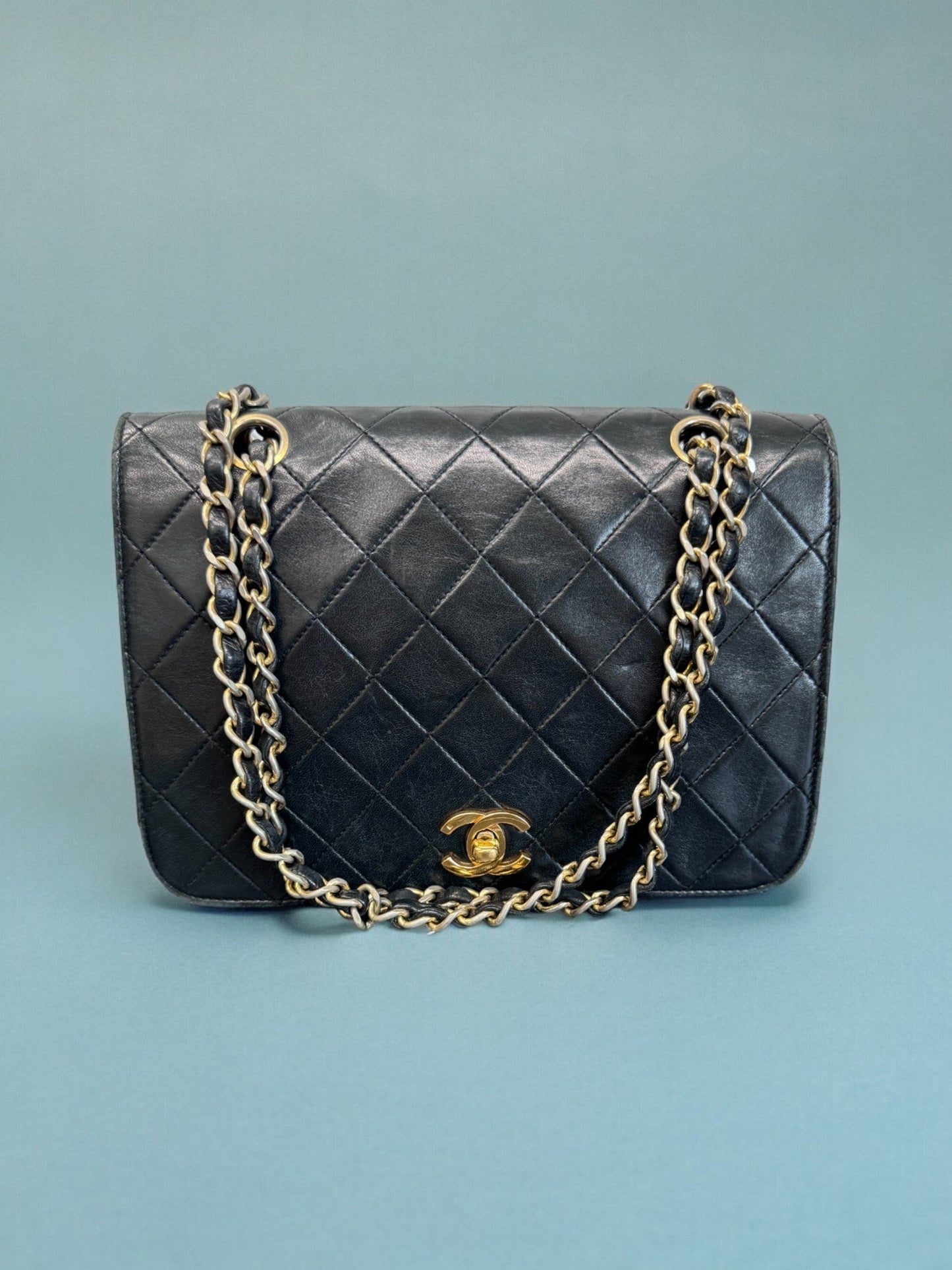 Chanel 24k Hardware Black Quilted Lambskin Single Flap