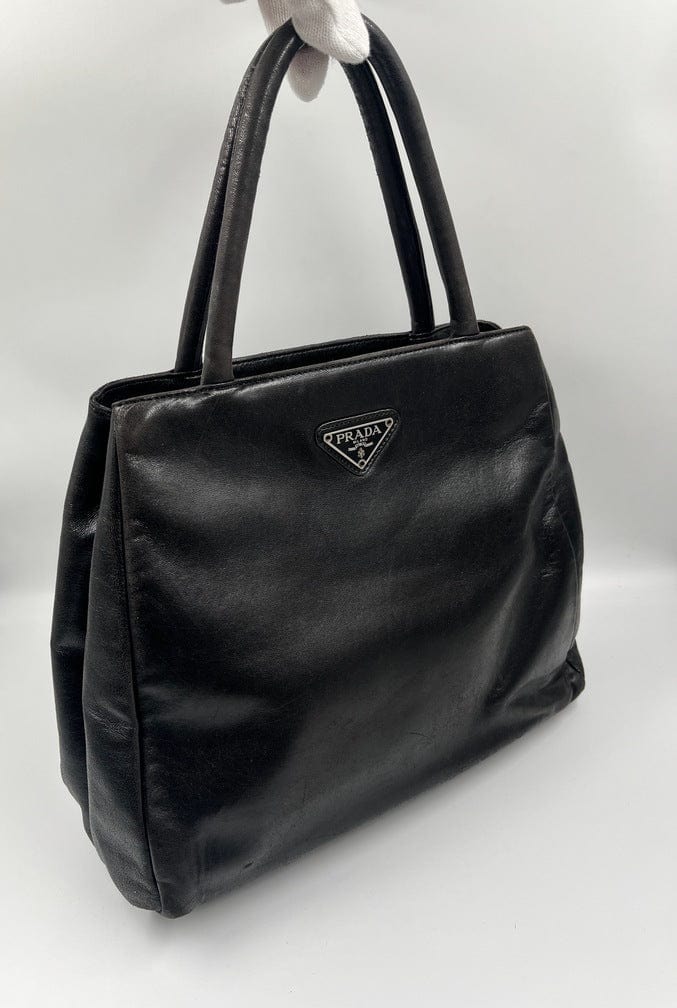 Prada Tote Leather Black Tote Bag Leather Tote 1