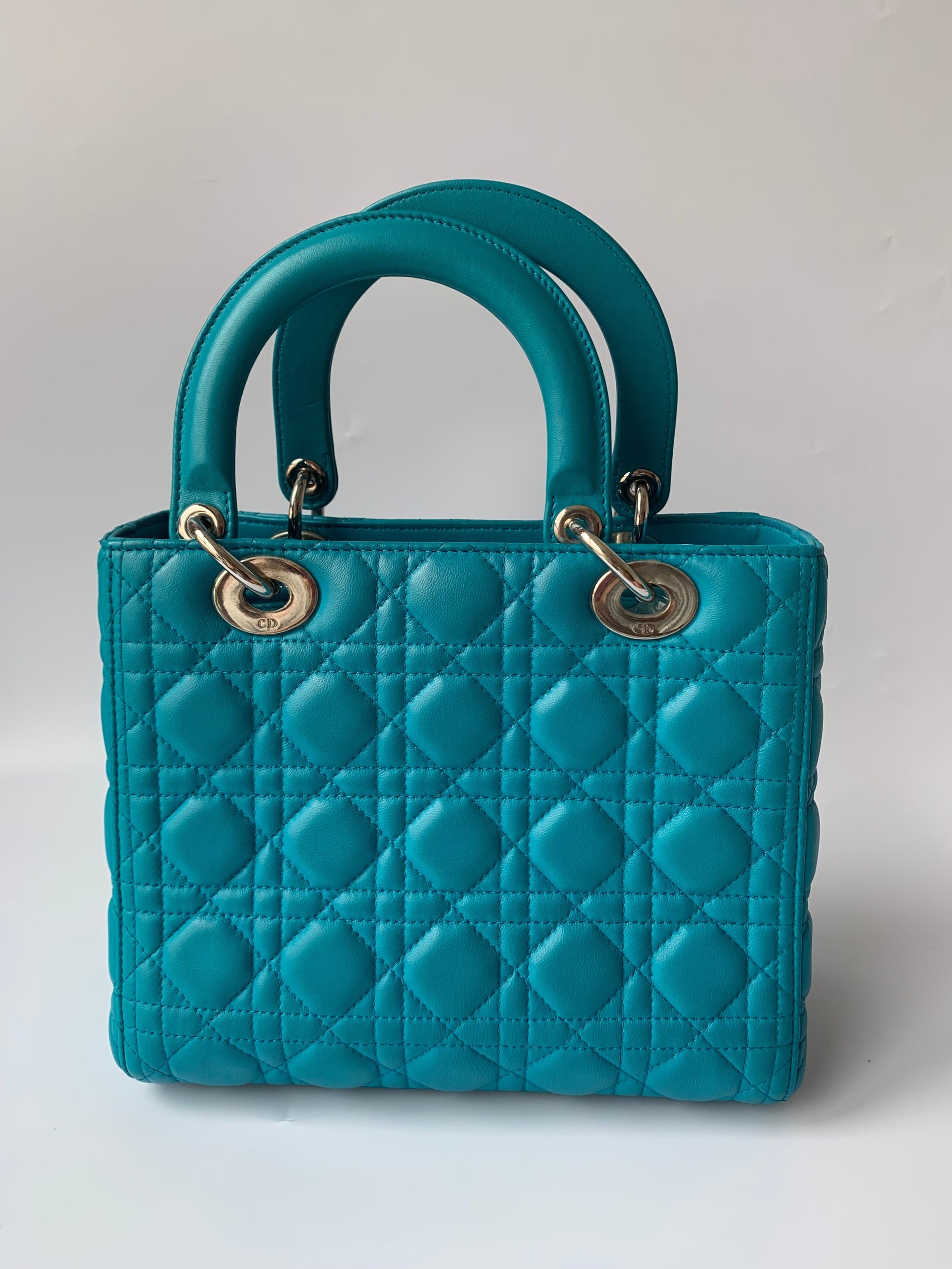 Dior Lady Bag Cannage Lambskin Leather Blue Travel Bag