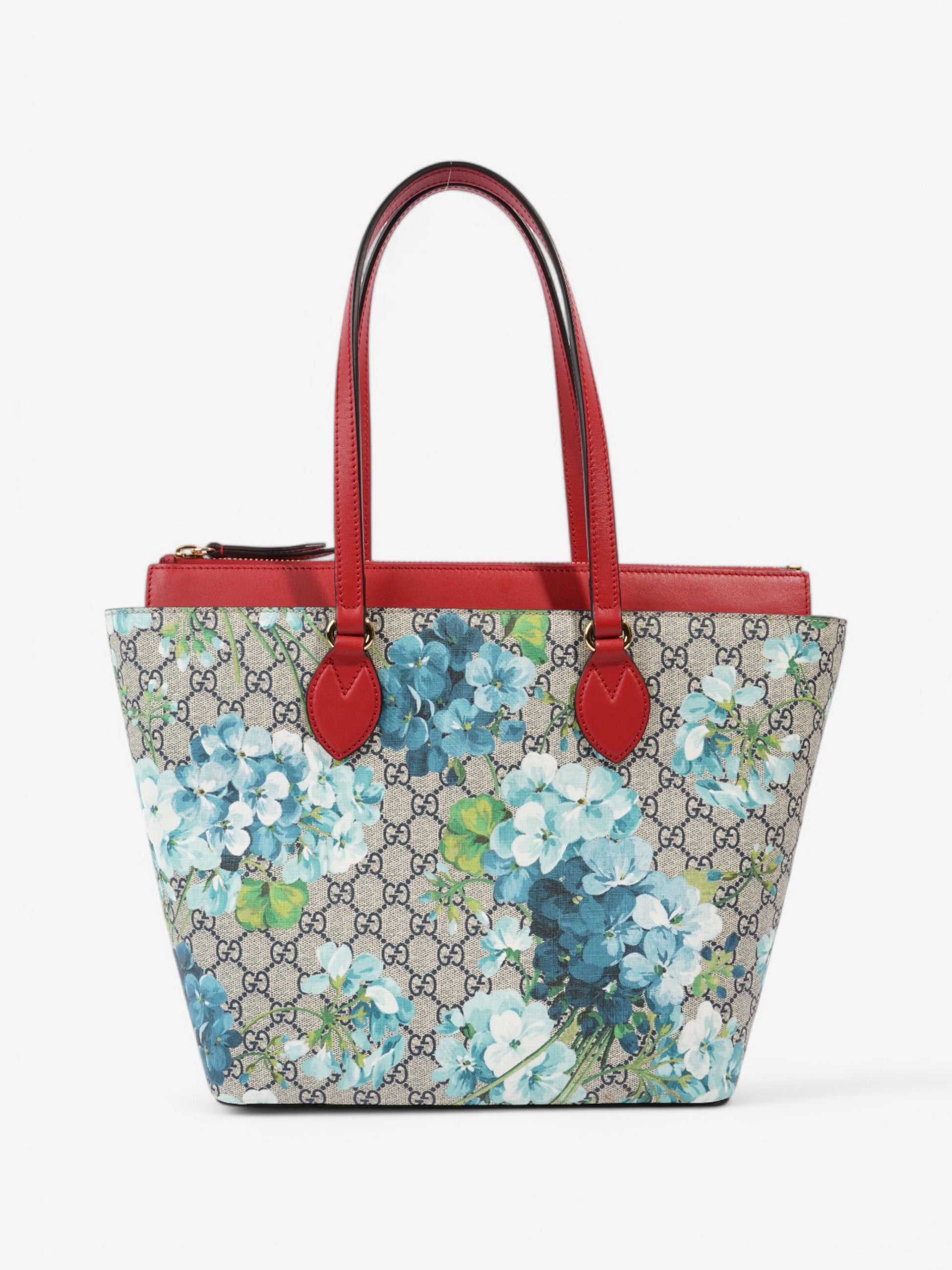Gucci Linea Zip Tote Supreme Bloom Coated Canvas Red Shoulder Bag