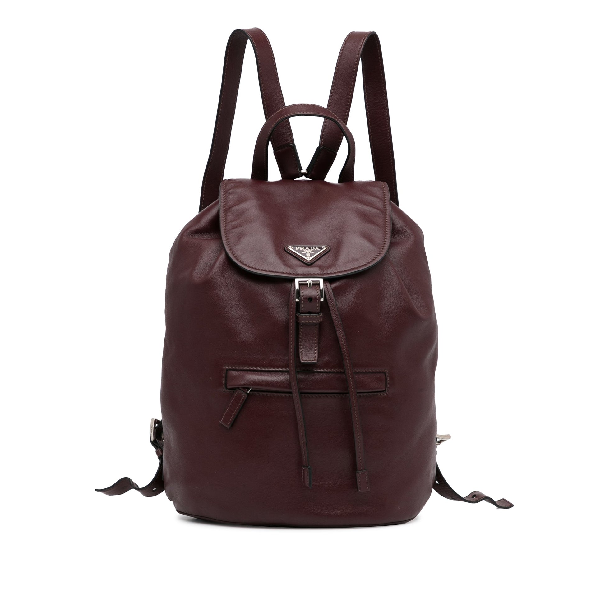 Prada Glace Backpack Wine Calfskin Red