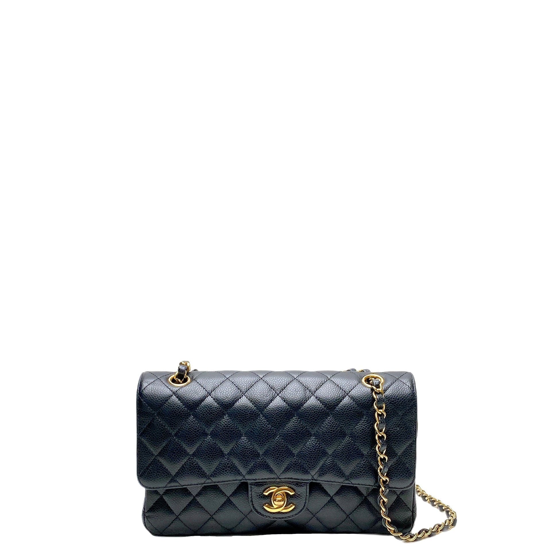 Chanel Cf Medium Caviar In Ghw Bag