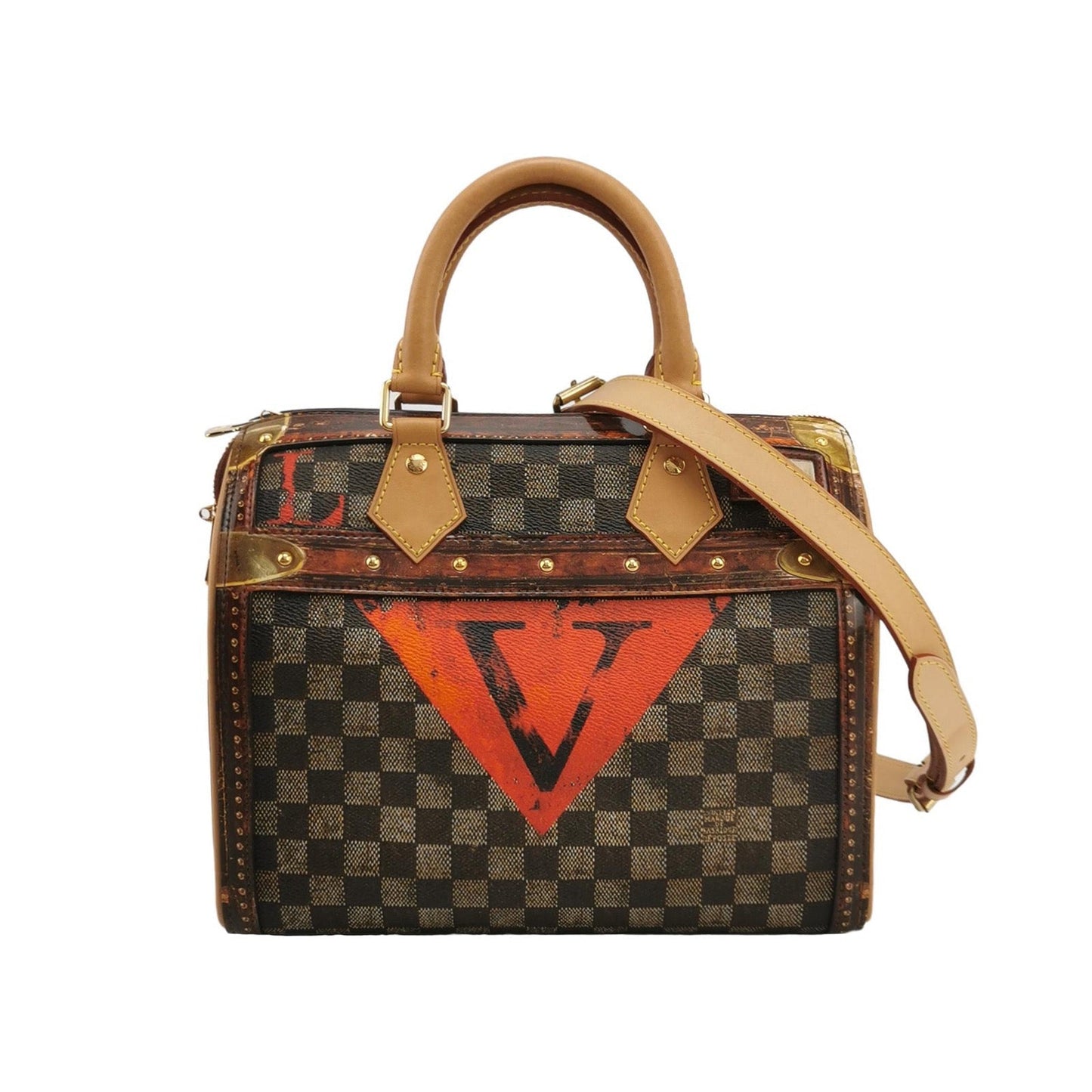 Louis Vuitton Speedy 25 Bandouliere Ebene Time Trunk Multicolor Brown Damier Handbag