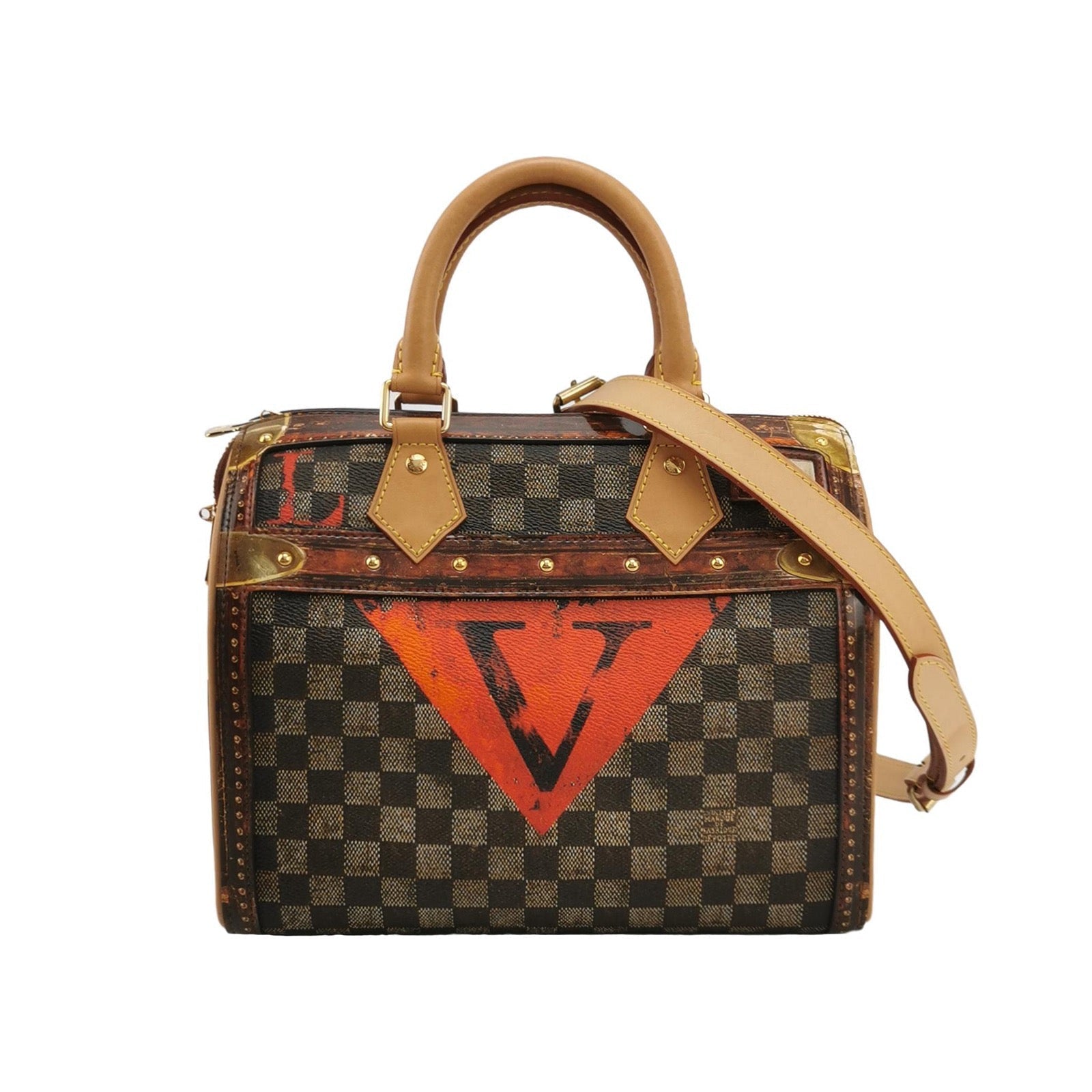Louis Vuitton Speedy 25 Bandouliere Ebene Time Trunk Multicolor Brown Damier Handbag