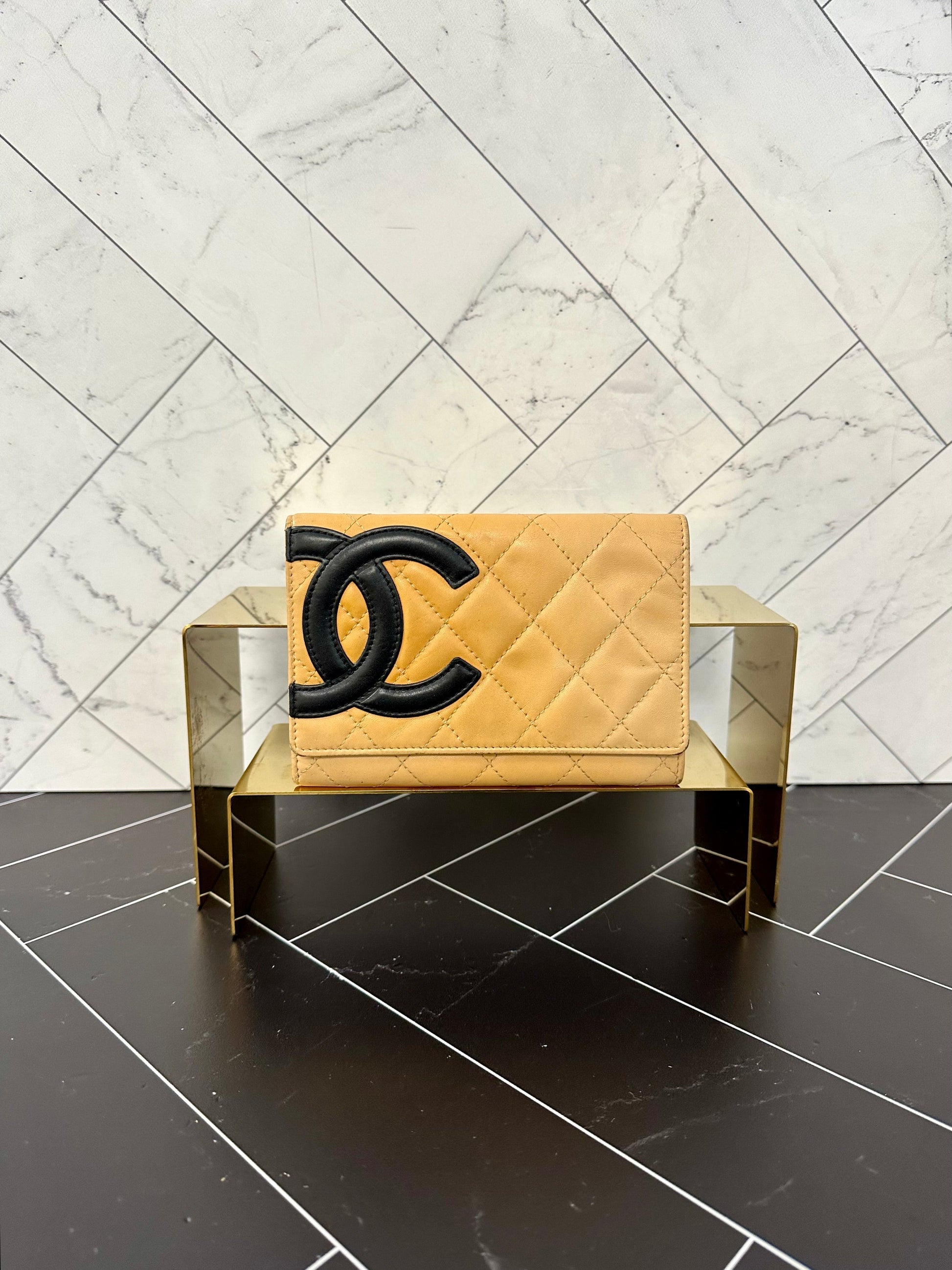 Chanel CC Cambon Tan Quilted Leather Wallet