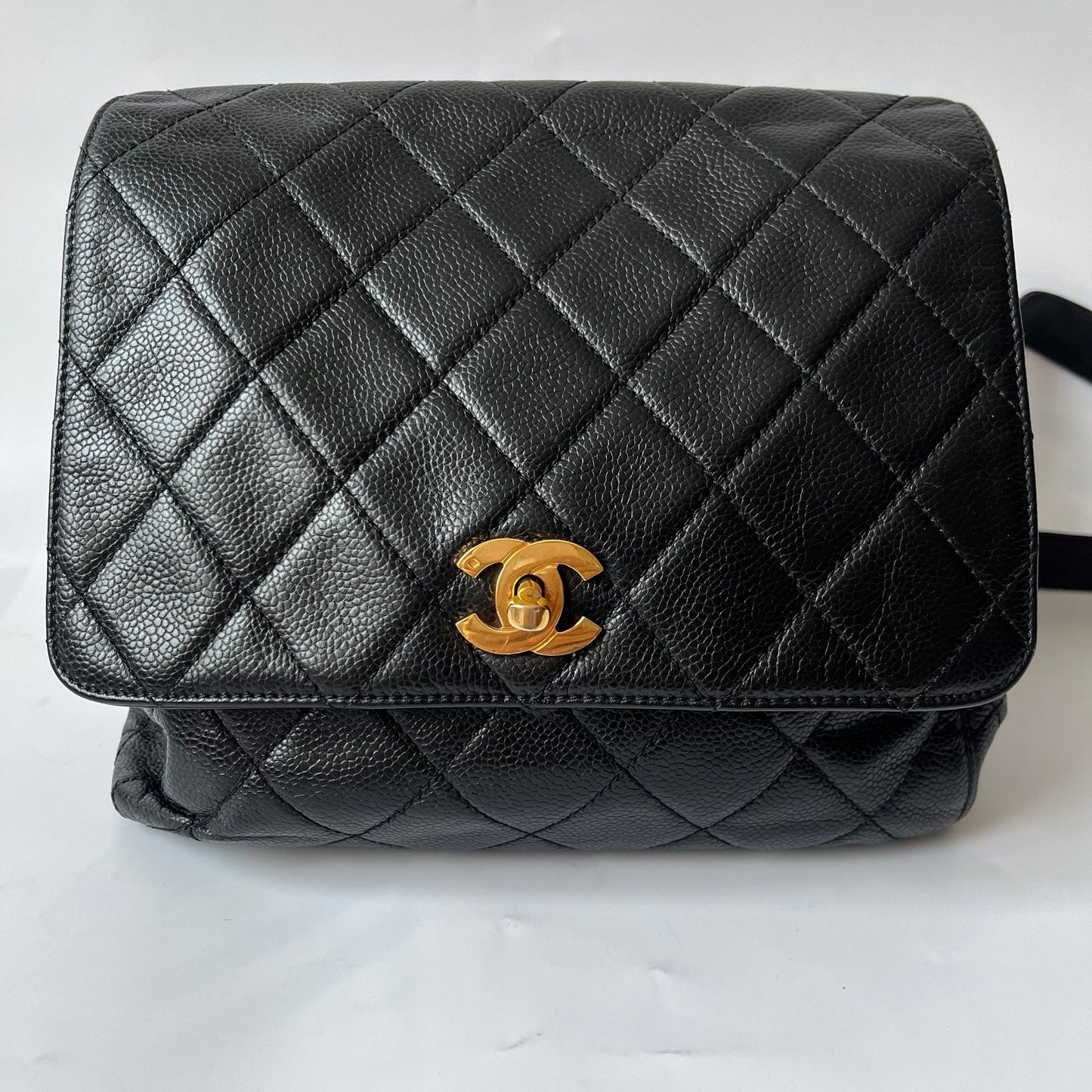 Chanel Duma Backpack Caviar Hardware -97 Black Gold Leather
