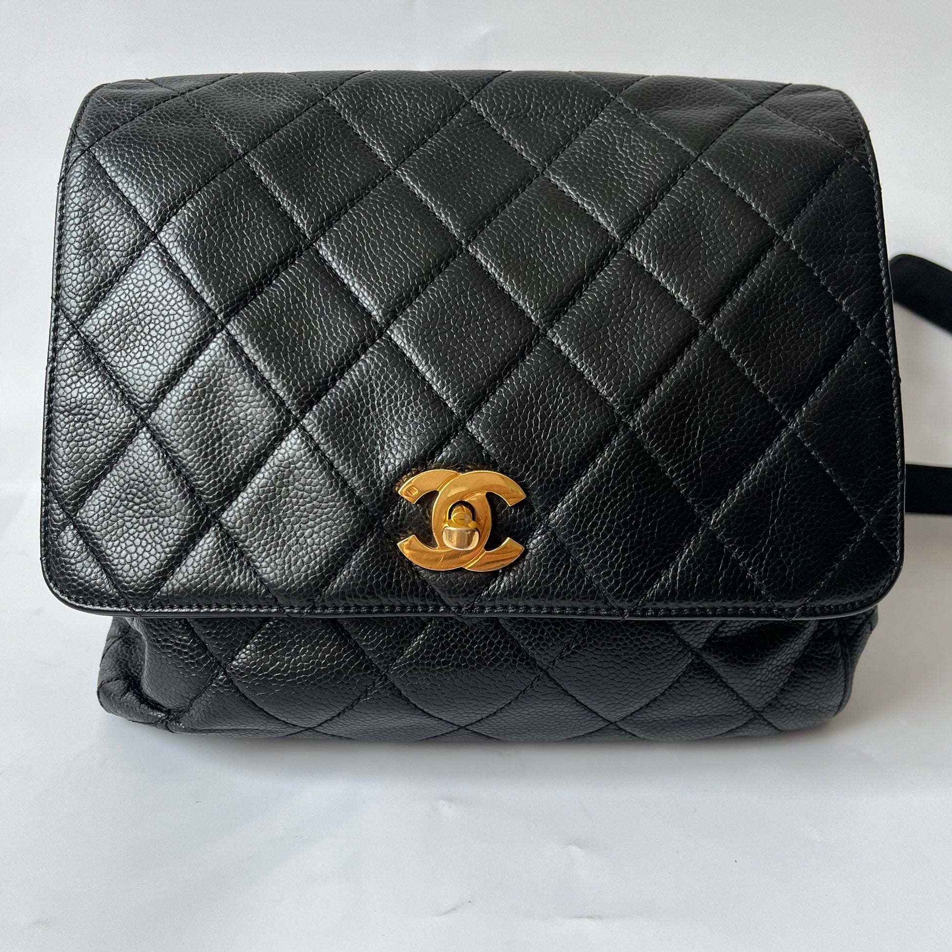 Chanel Duma Backpack Caviar Hardware -97 Black Gold Leather