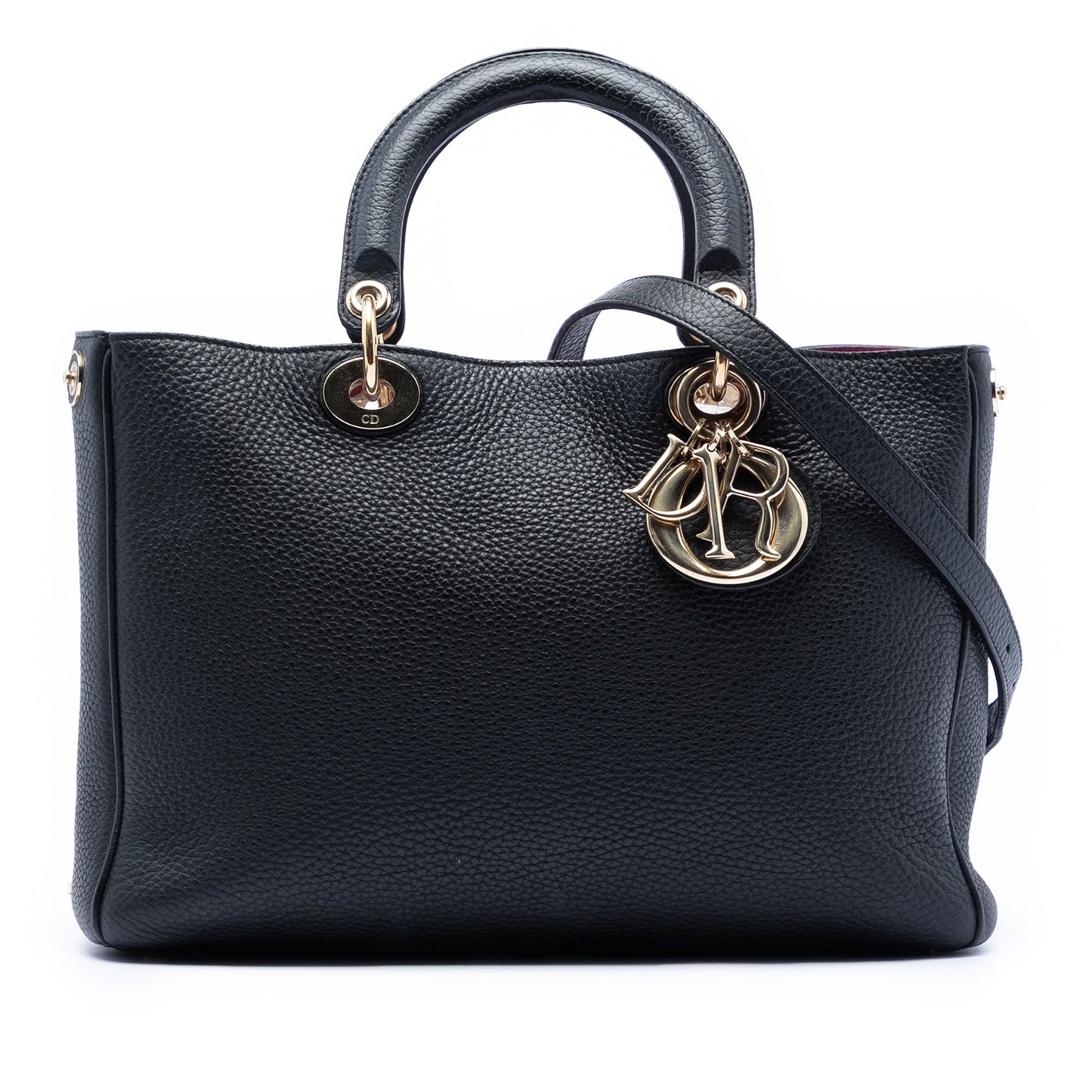 Dior Handbag Pebbled Calfskin issimo Satchel Black Medium Satchel Bag