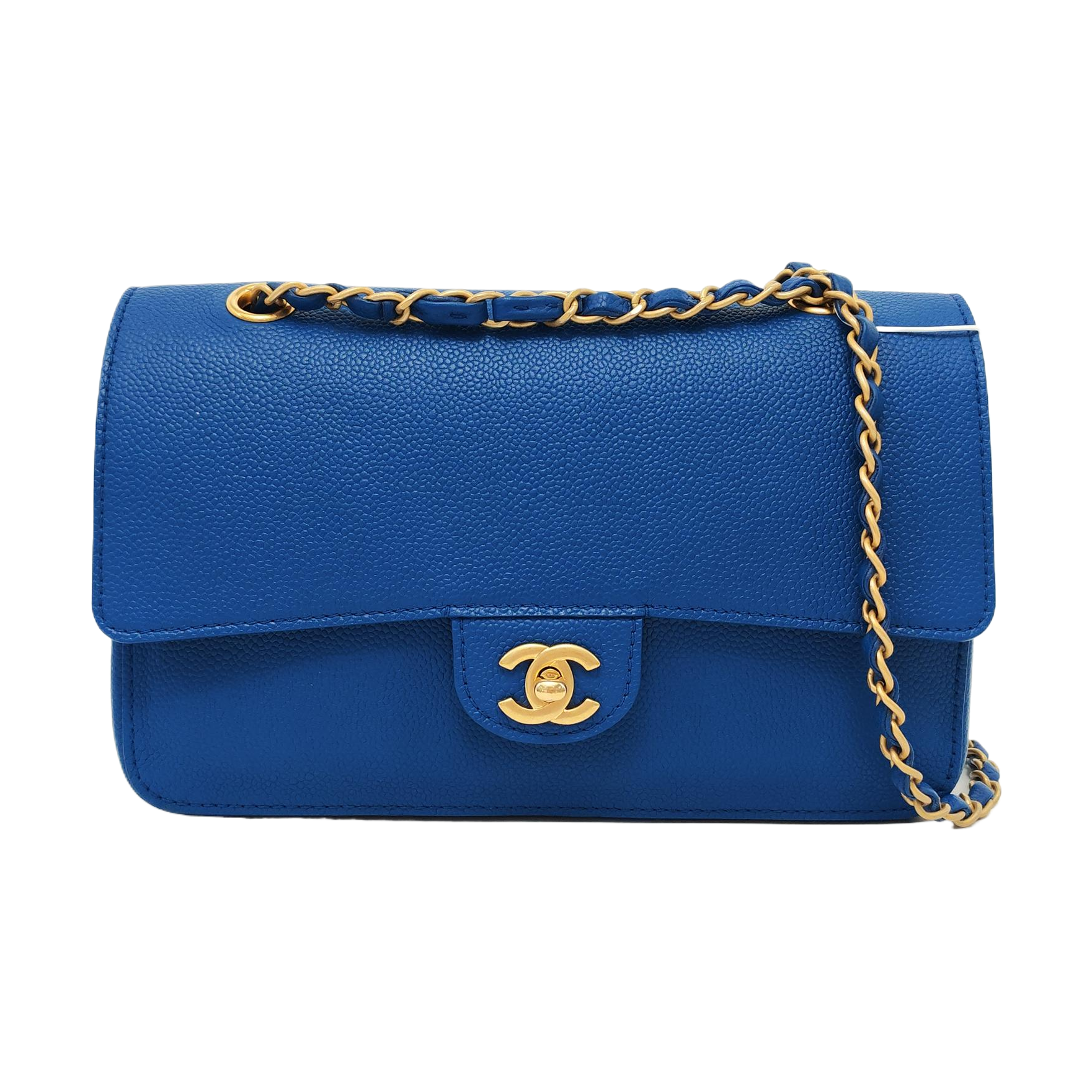 Chanel Timeless Classic Flap Royal Caviar Hardware Blue Gold Leather Handbag