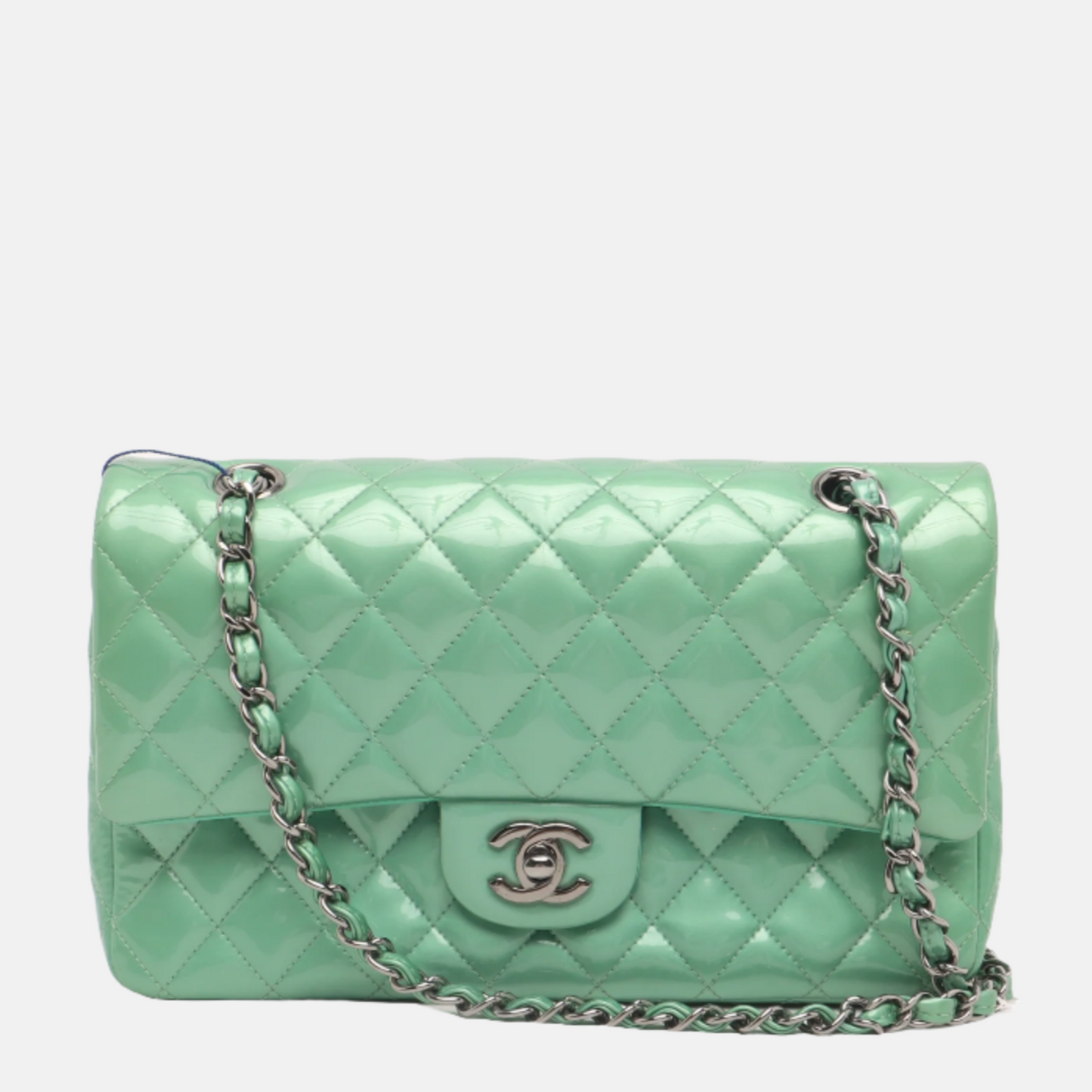 Chanel Classic Flap Mint Patent Green Leather Handbag