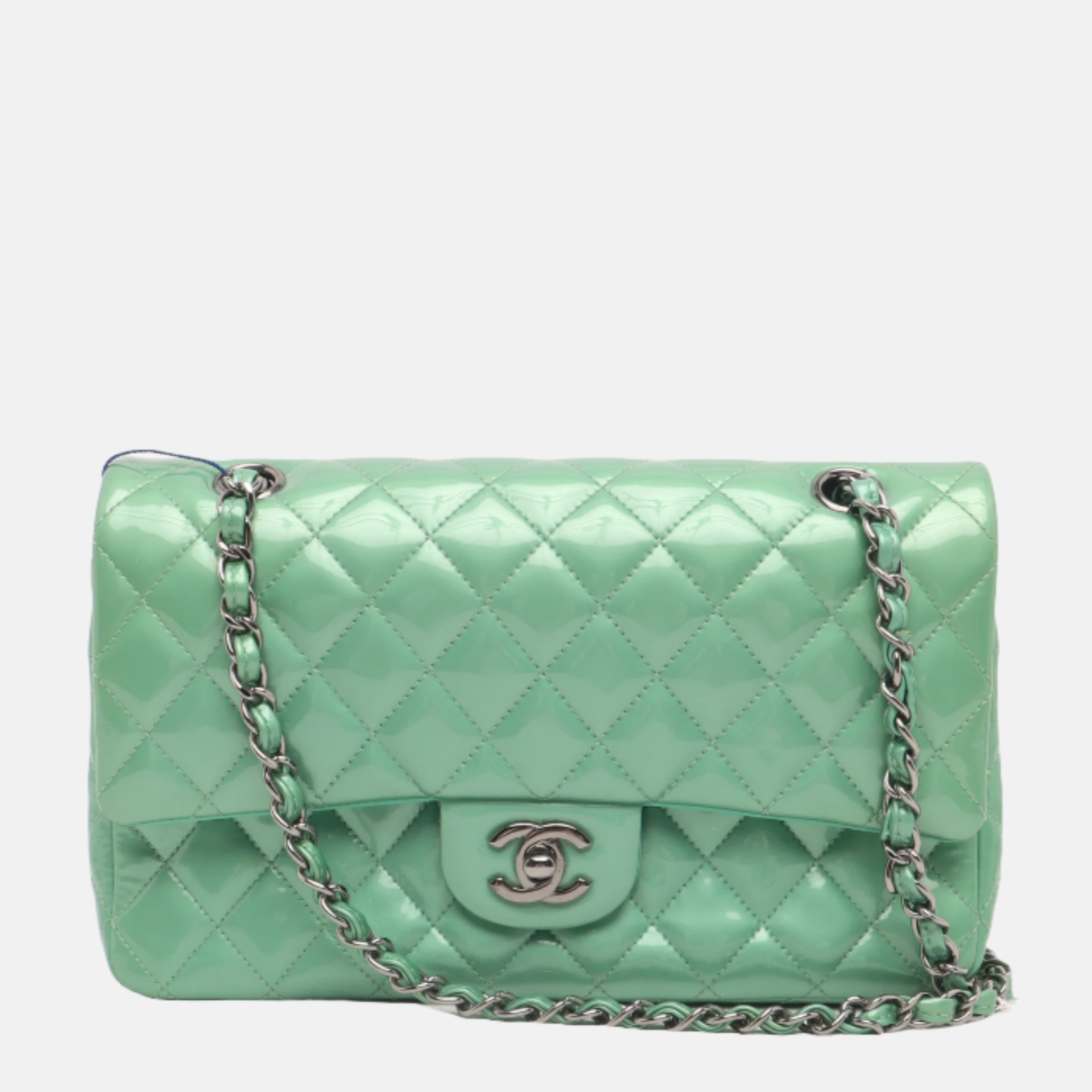 Chanel Classic Flap Mint Patent Green Leather Handbag