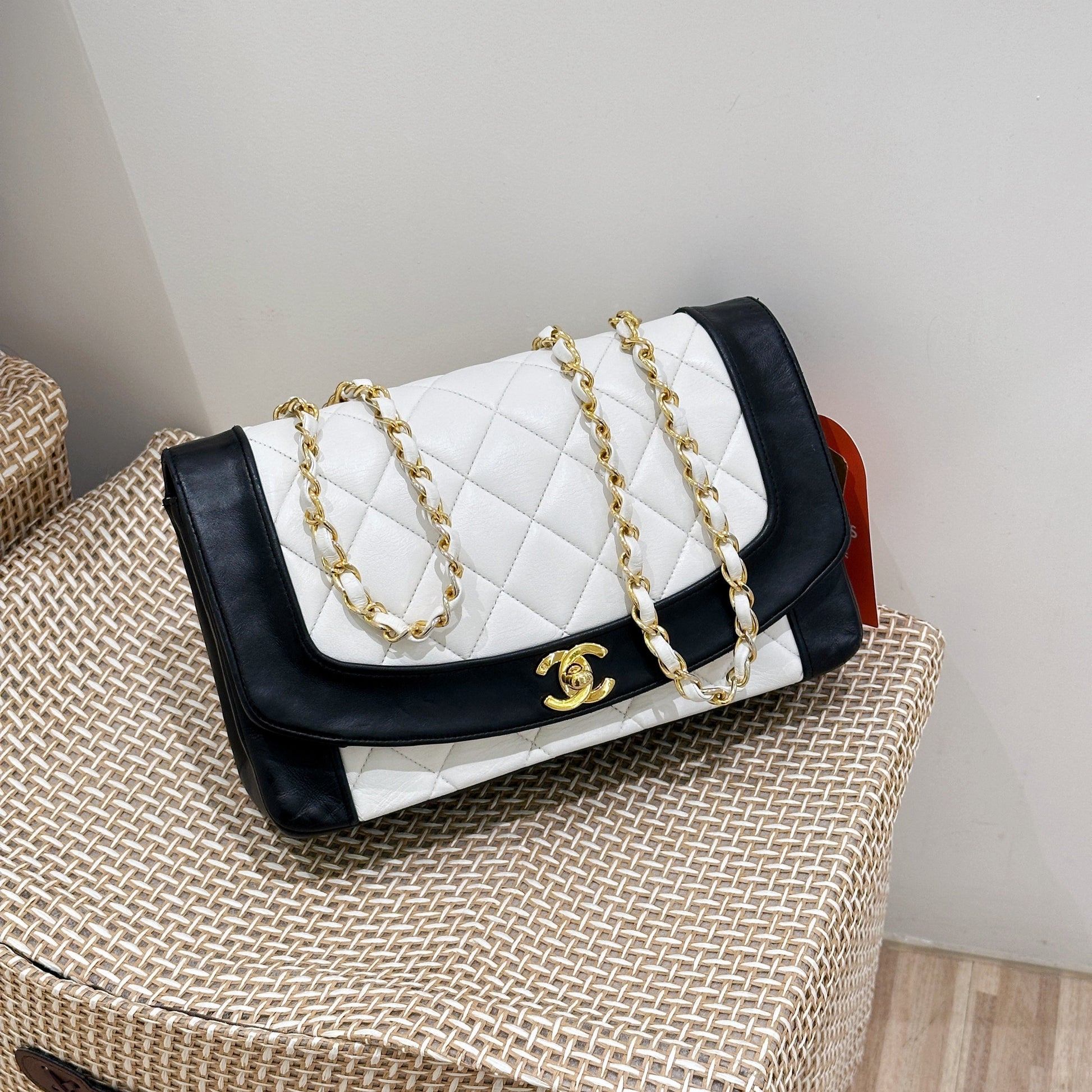 Chanel   Black/White Lambskin Dianan Class Flap 25cm