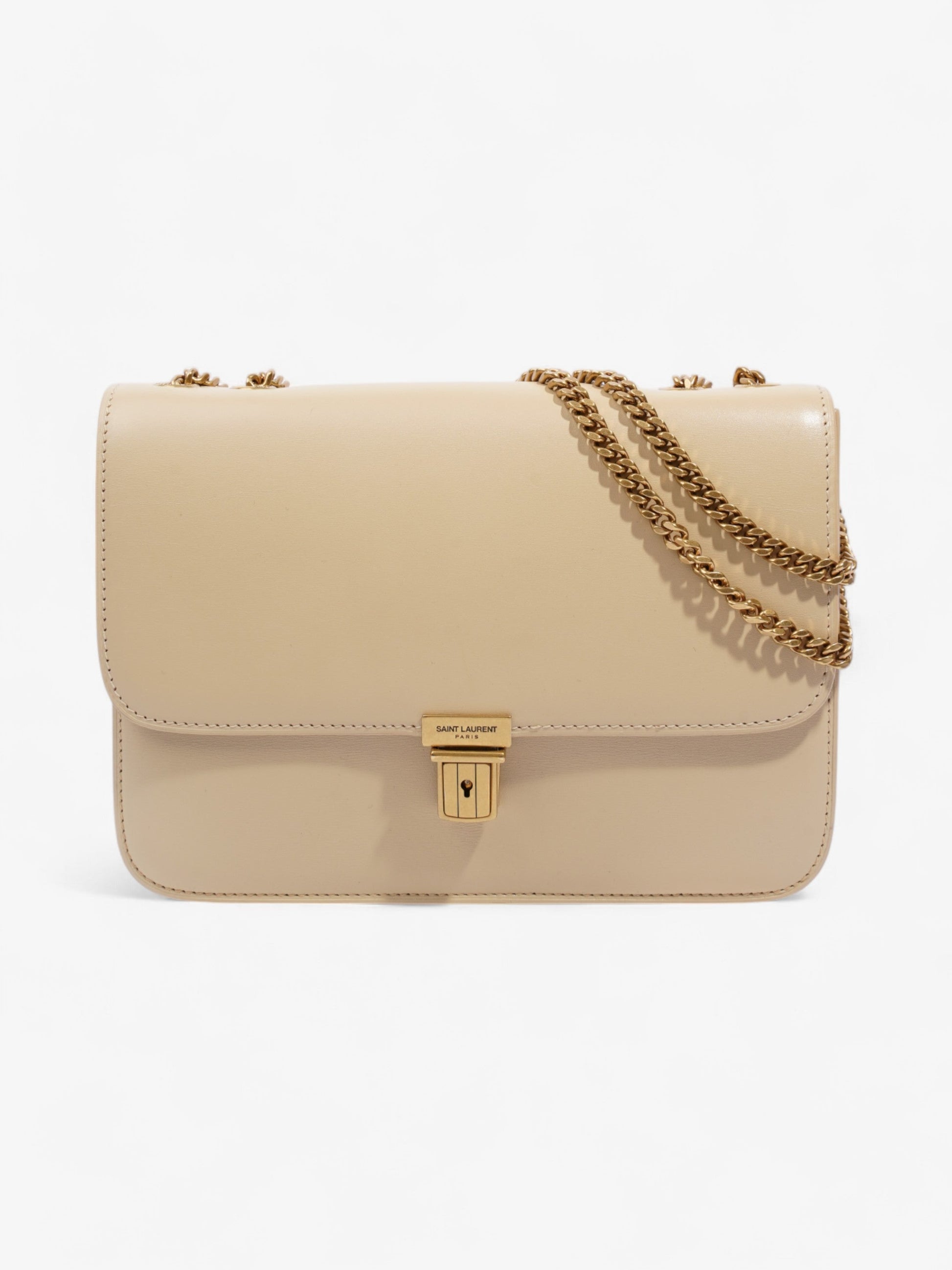 YSL Saint Laurent Tuc Shoulder Bag Leather Beige