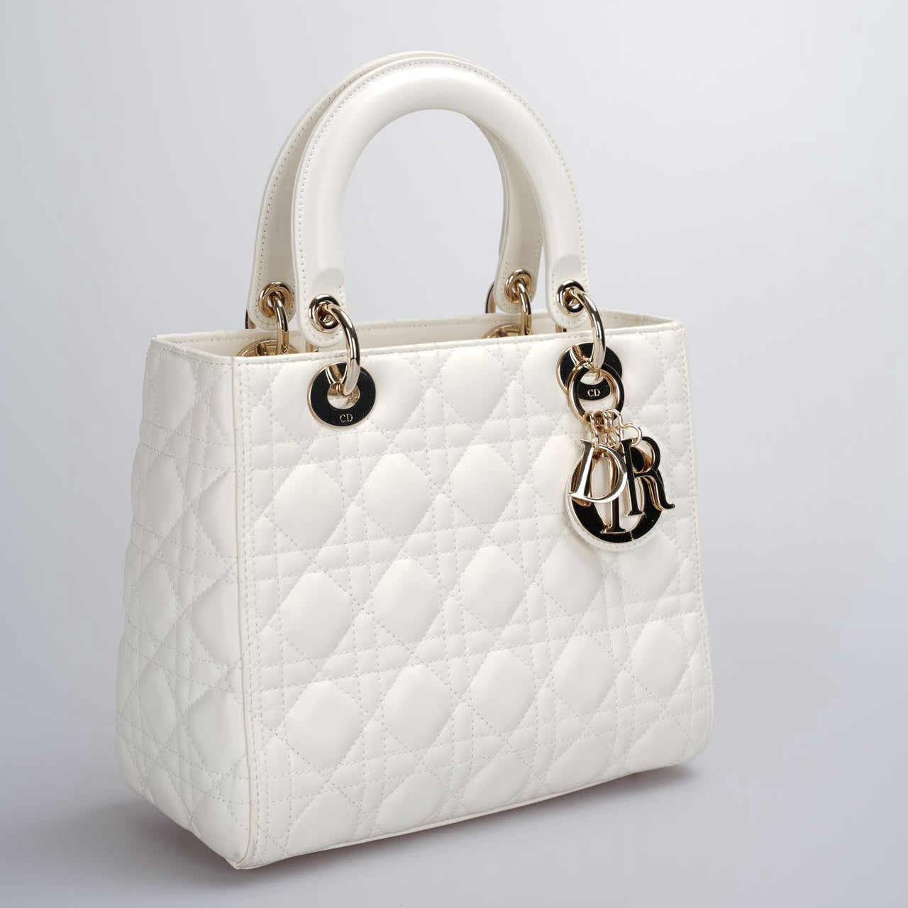 Dior Handbag Christian Lady Bag 2 White Medium