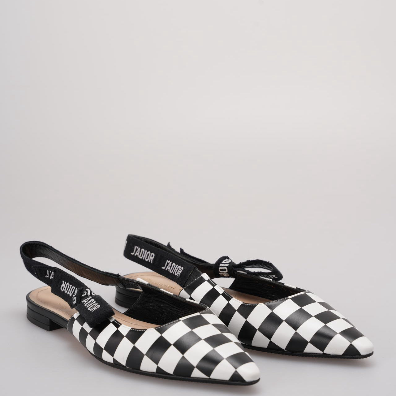 Dior Sling Bag Christian Calfskin Ribbon Checker Print J'A Black Shoes