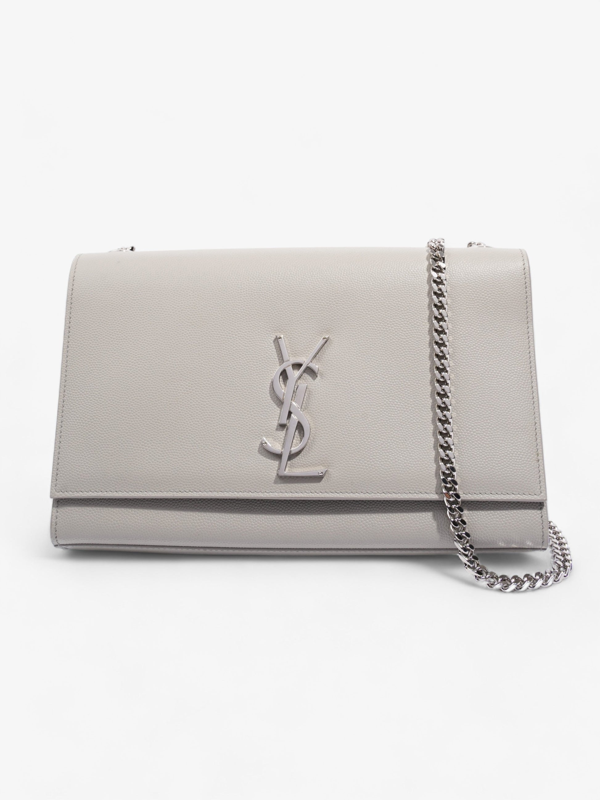 YSL Saint Laurent Classic Kate Grey Shoulder Bag Leather Monogram Gray