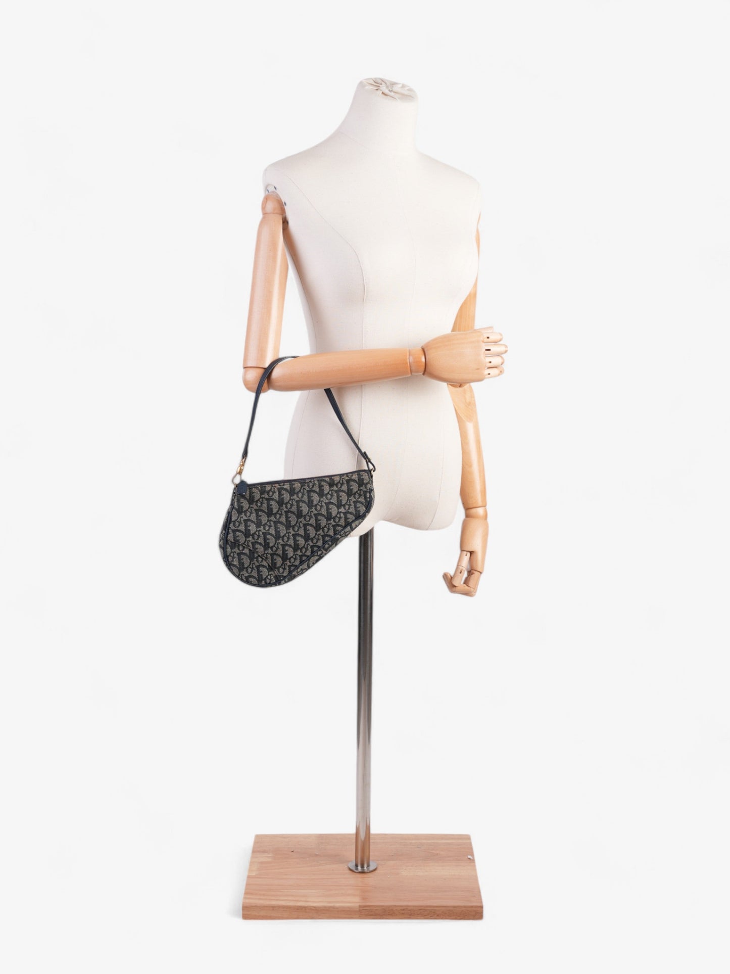 Dior Christian Saddle Pouch Oblique Shoulder Bag Canvas Blue
