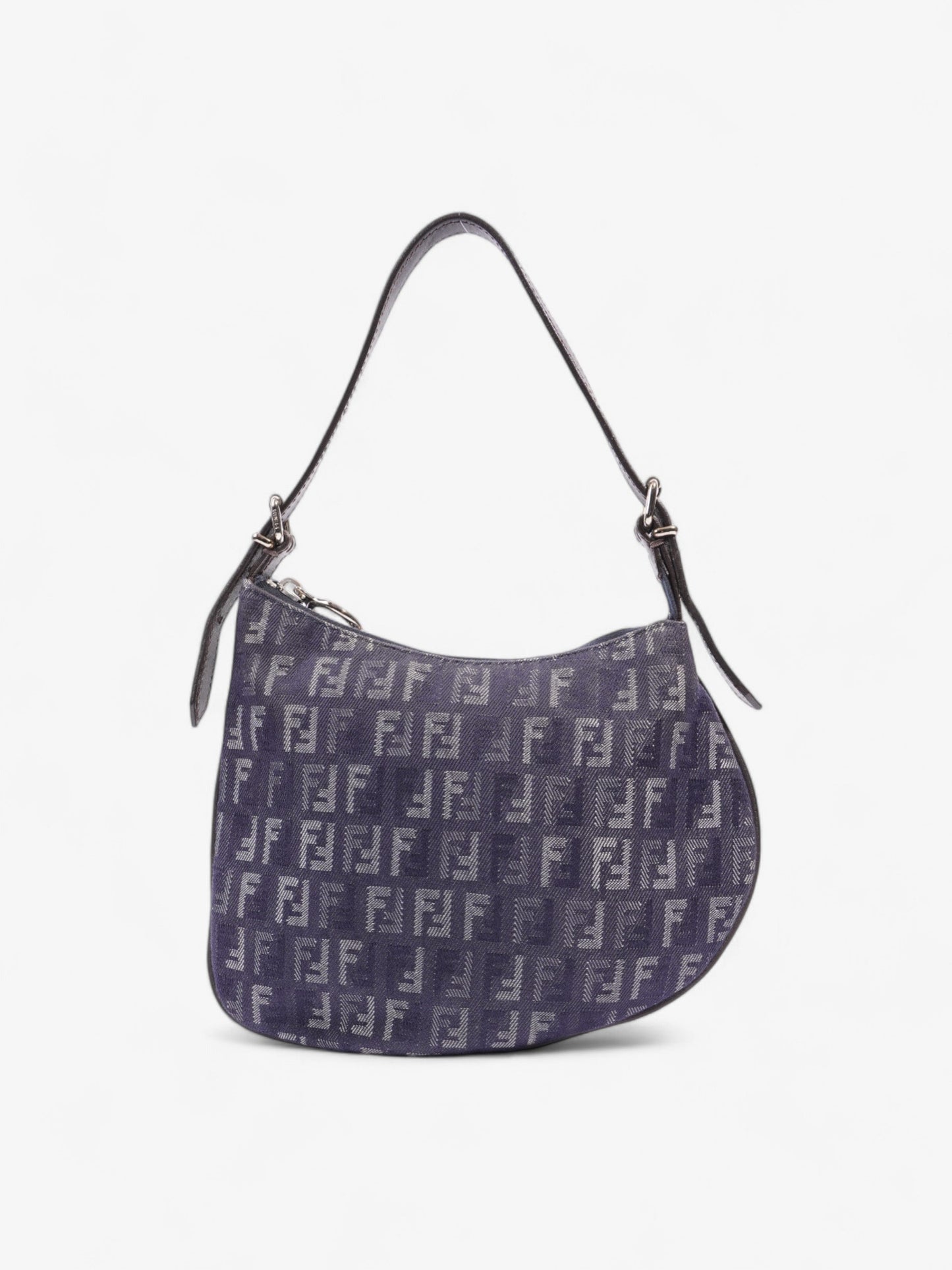 Fendi Oyster Shoulder Bag Canvas Blue Navy