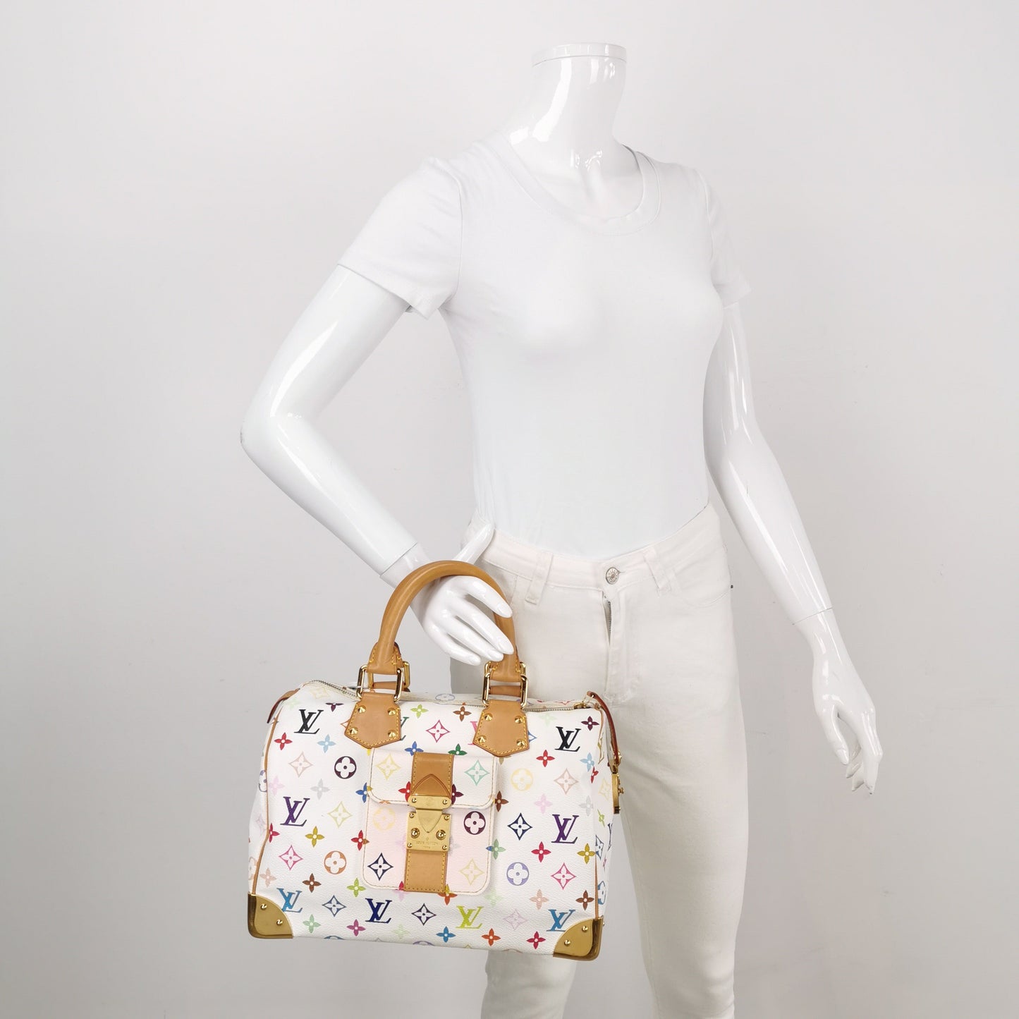 Louis Vuitton x Takashi Murakami Speedy 30 White Multicolor Handbag Multicolor 2