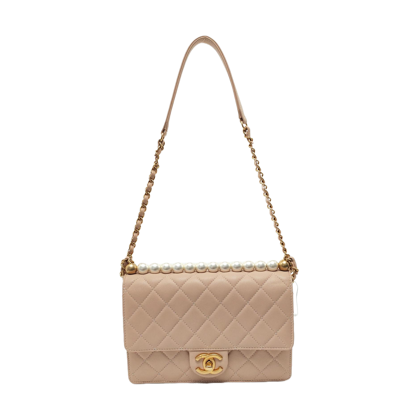 Chanel Classic Vertical Pearl Light Flap Hardware Pink Gold Small Shoulder Bag