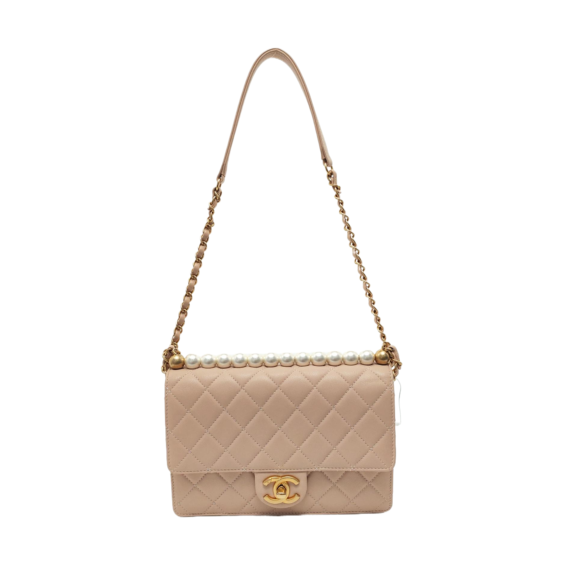 Chanel Classic Vertical Pearl Light Flap Hardware Pink Gold Small Shoulder Bag