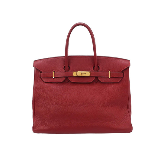 Hermes Birkin Rouge Garance Clemence Hardware Box J Leather Red Travel Bag