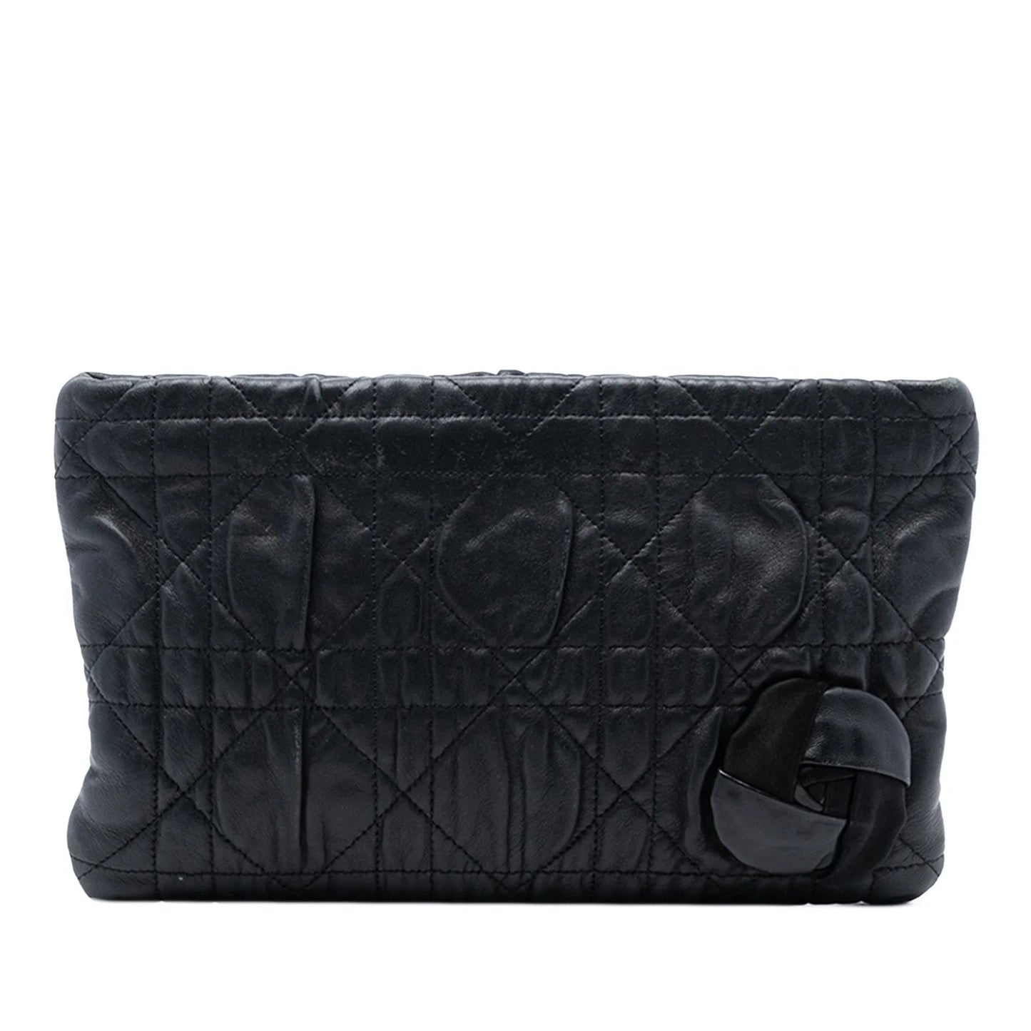 Dior Handbag Calfskin Cannage Rose Clutch Black Clutch Bag