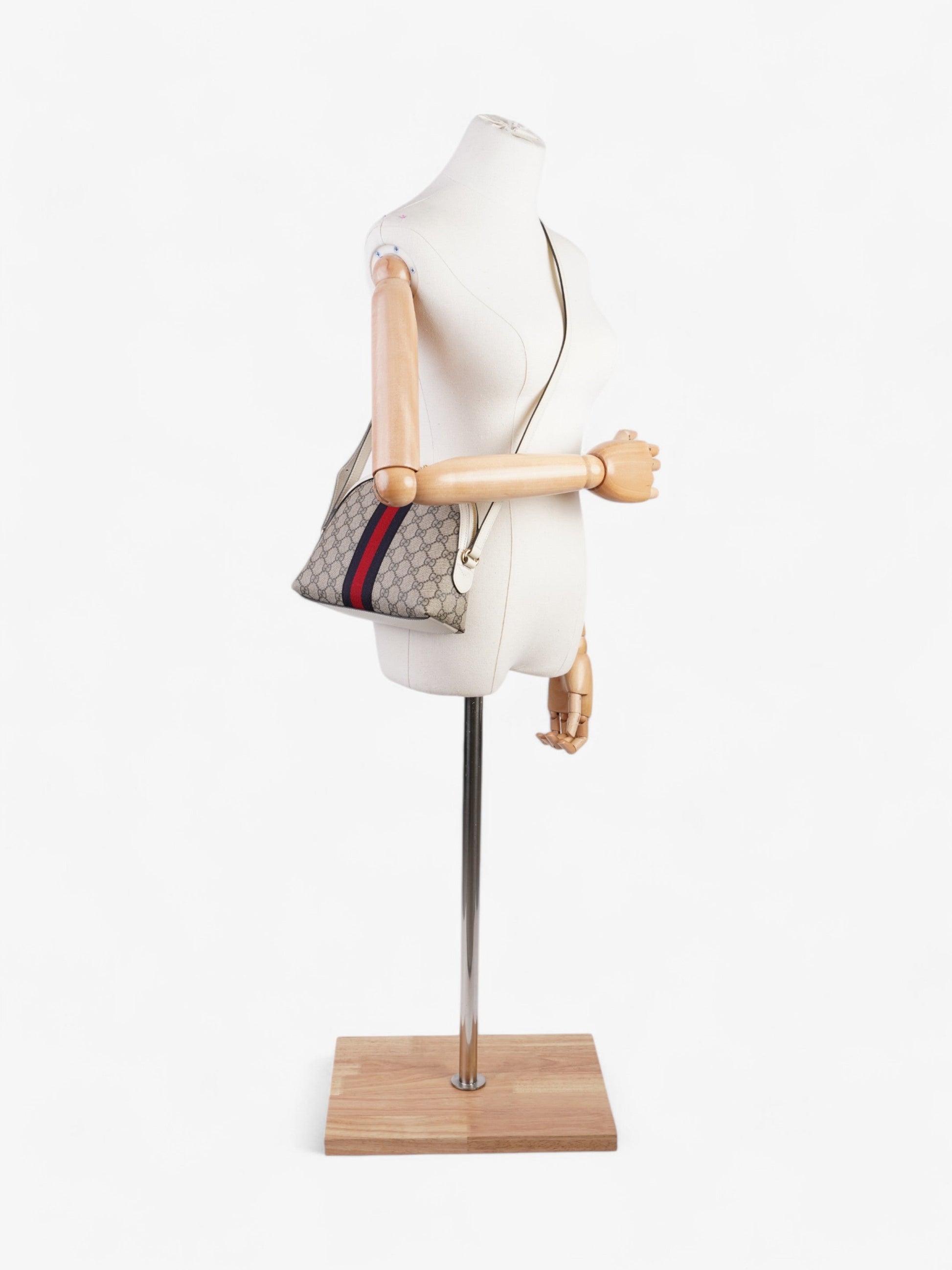 Gucci Ophidia Supreme Crossbody Bag Canvas White Canvas Small