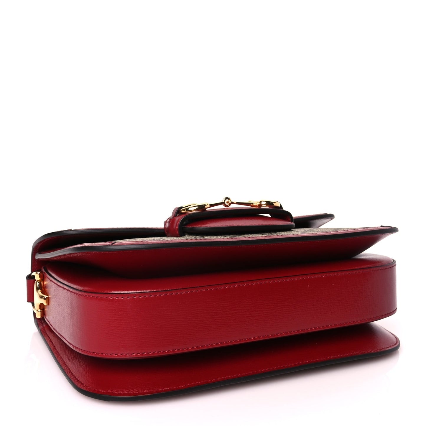 Gucci GG Supreme Monogram Azalea Calfskin Horsebit 1955 Shoulder Bag Beige Ebony New Cherry Red