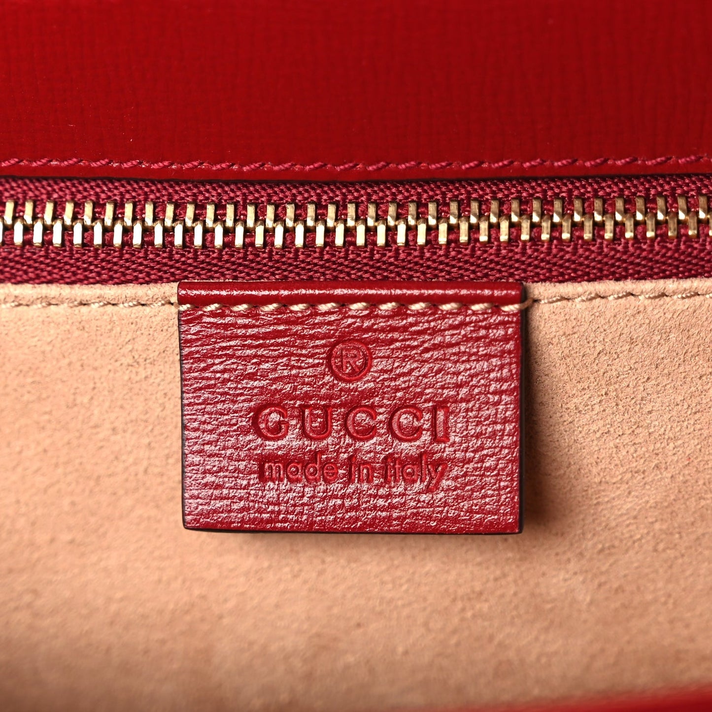 Gucci GG Supreme Monogram Azalea Calfskin Horsebit 1955 Shoulder Bag Beige Ebony New Cherry Red