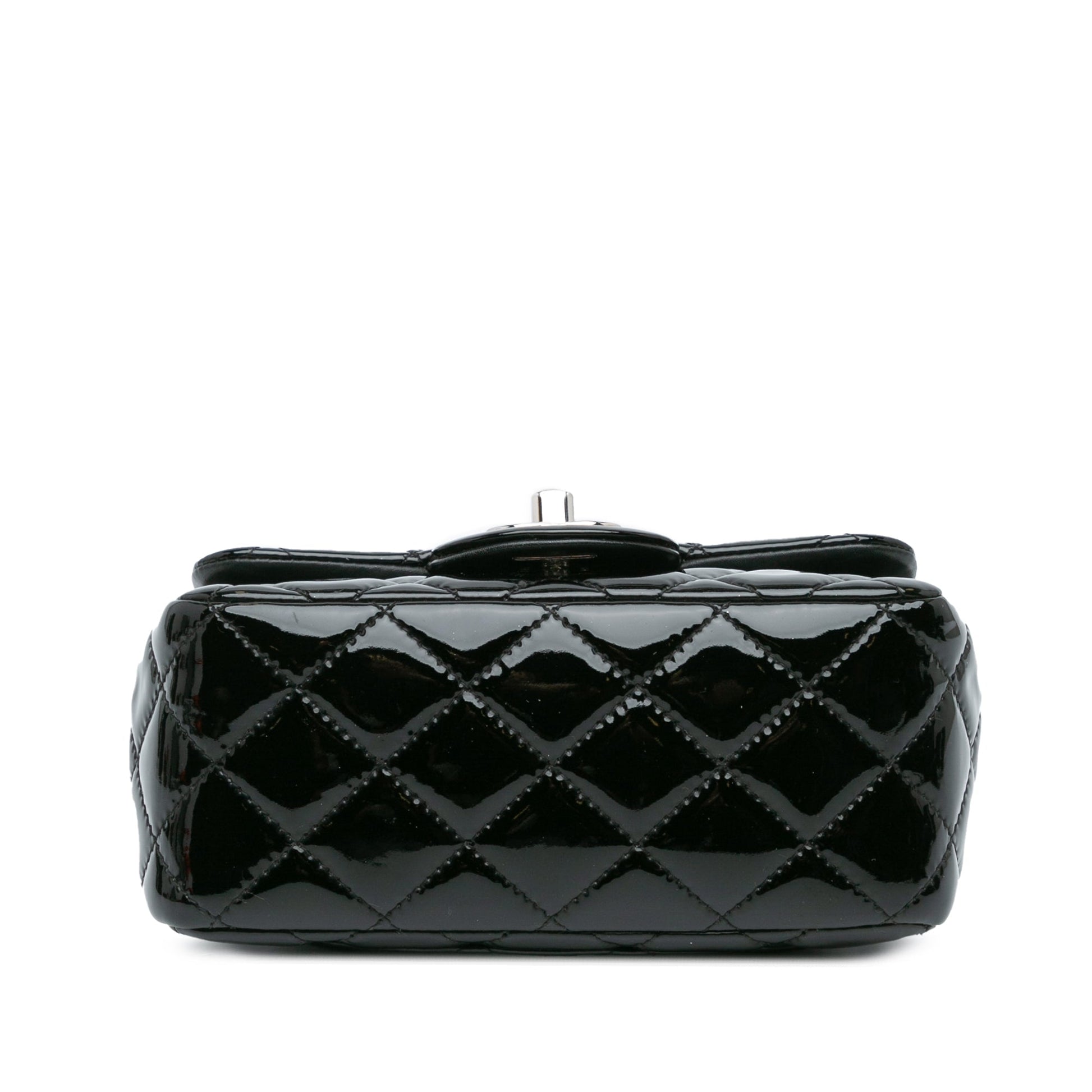 Black Chanel Mini Square Classic Patent Single Flap Crossbody Bag