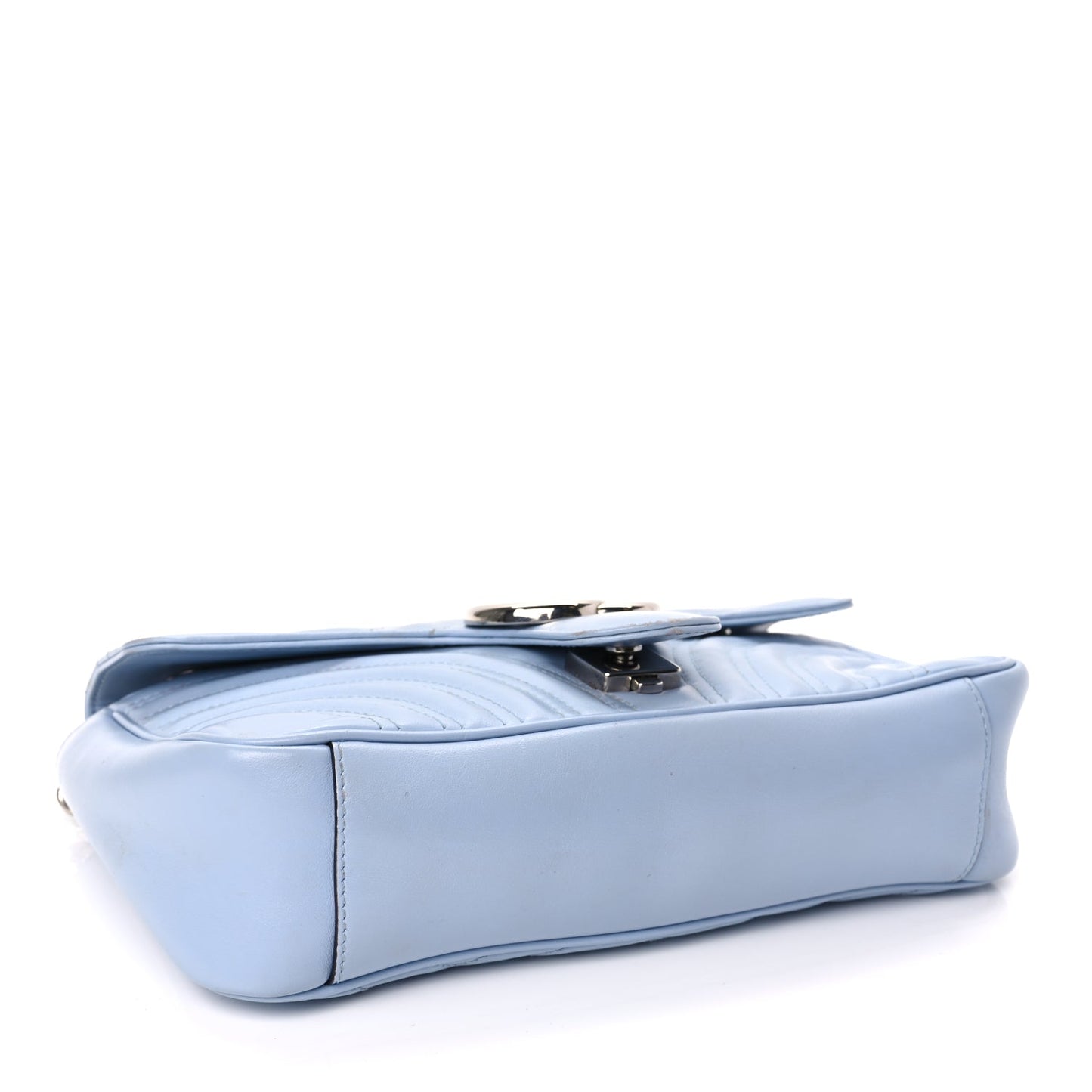 Gucci Calfskin Matelasse Small GG Marmont Shoulder Bag Porcelain Light Blue