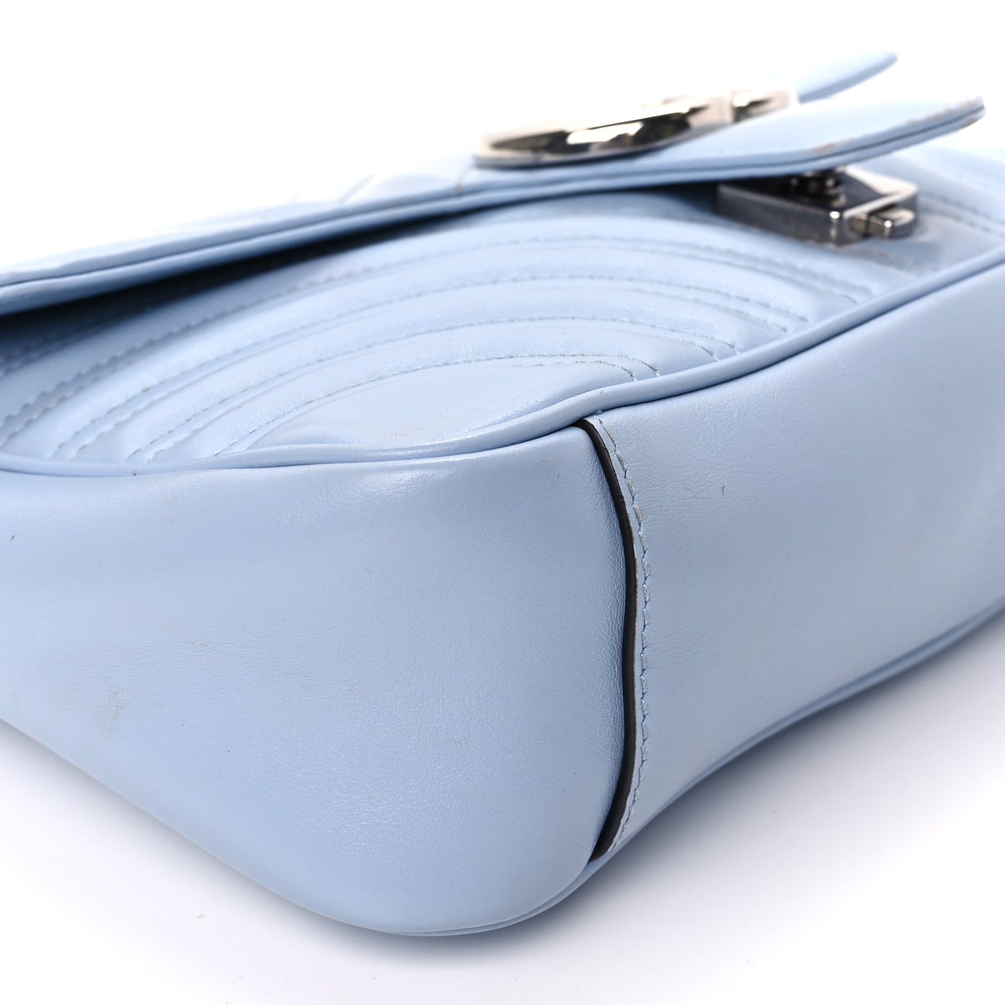 Gucci Calfskin Matelasse Small GG Marmont Shoulder Bag Porcelain Light Blue