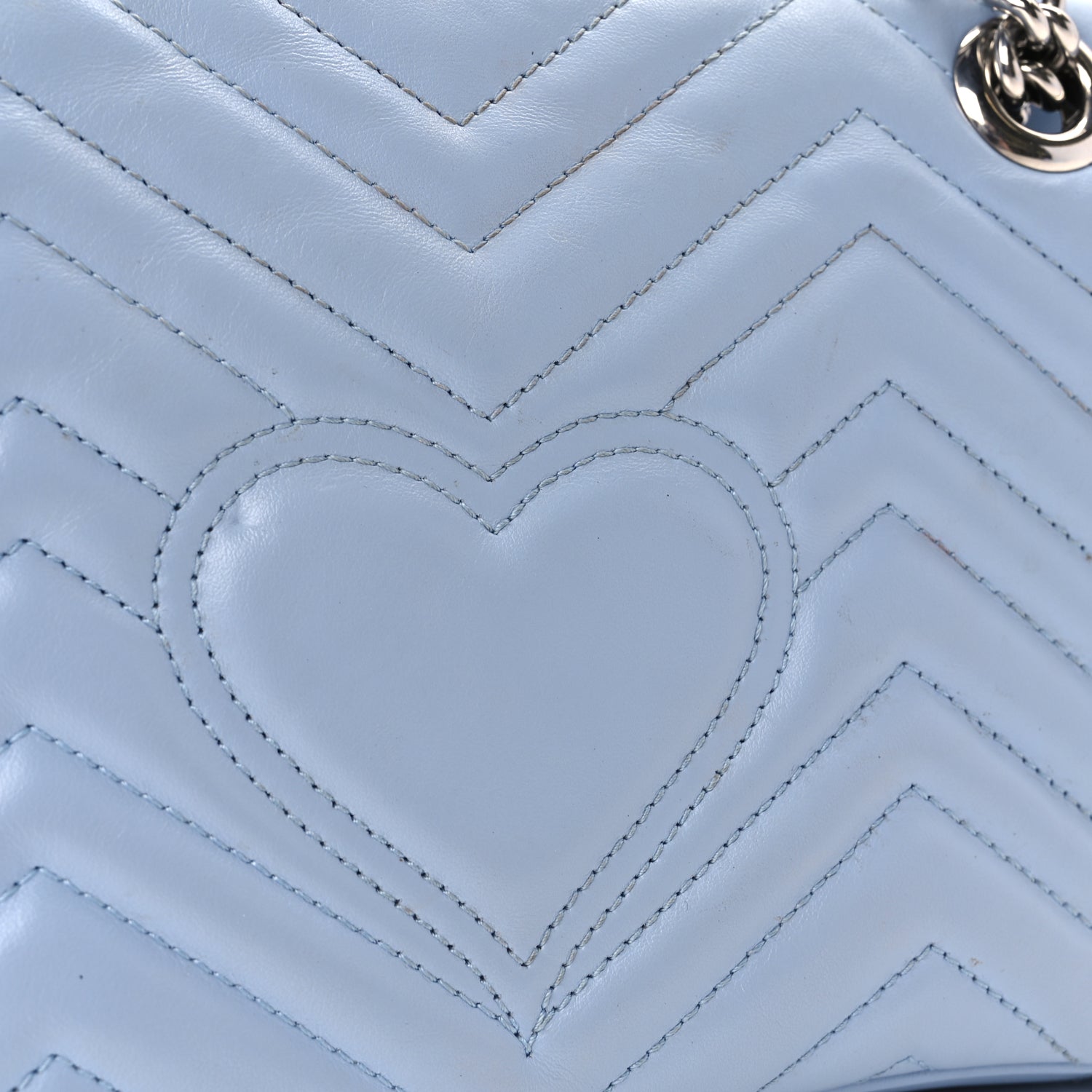 Gucci Calfskin Matelasse Small GG Marmont Shoulder Bag Porcelain Light Blue