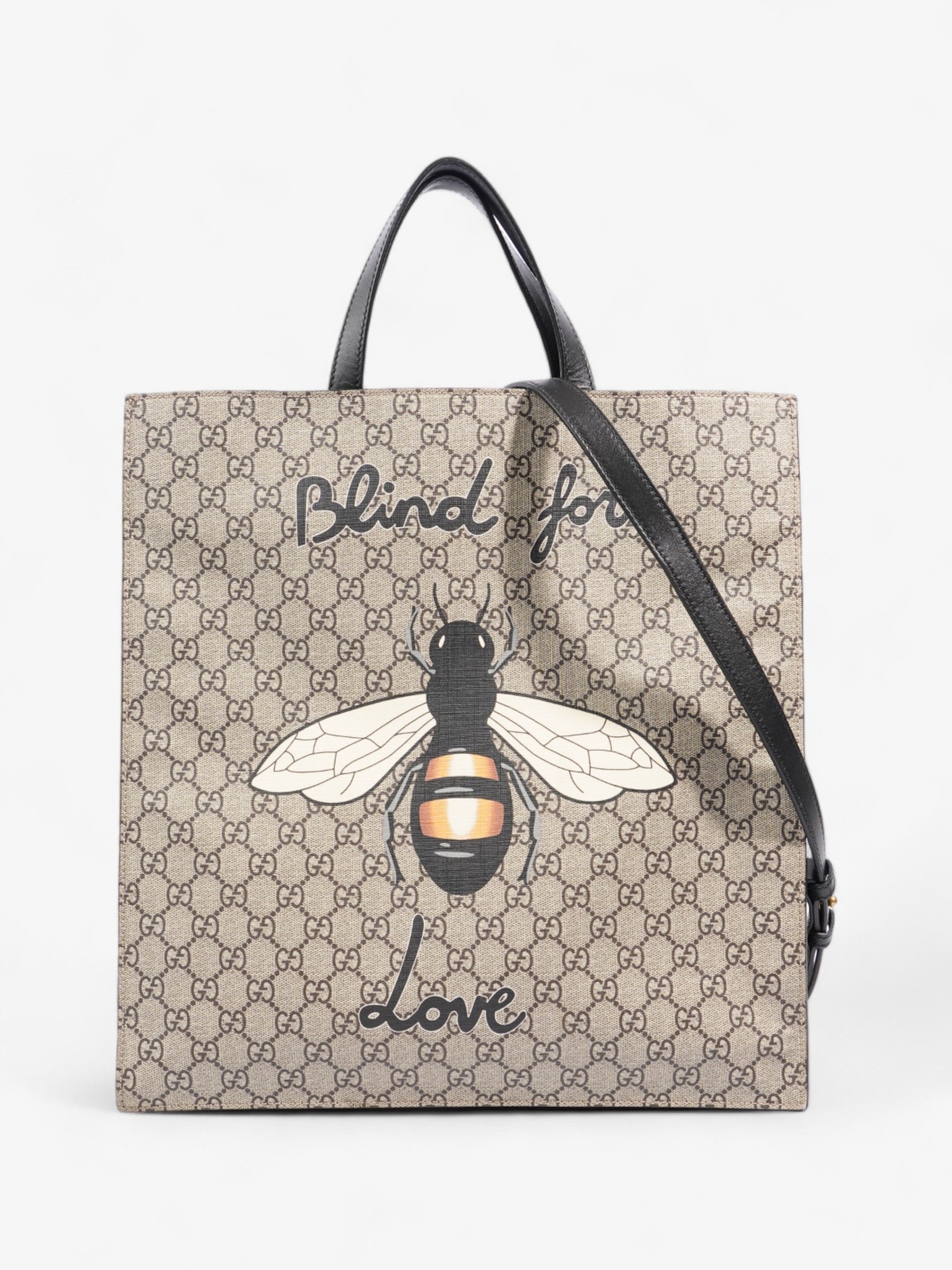 Gucci Blind For Love And Ebony Supreme Coated Canvas Beige Tote Bag
