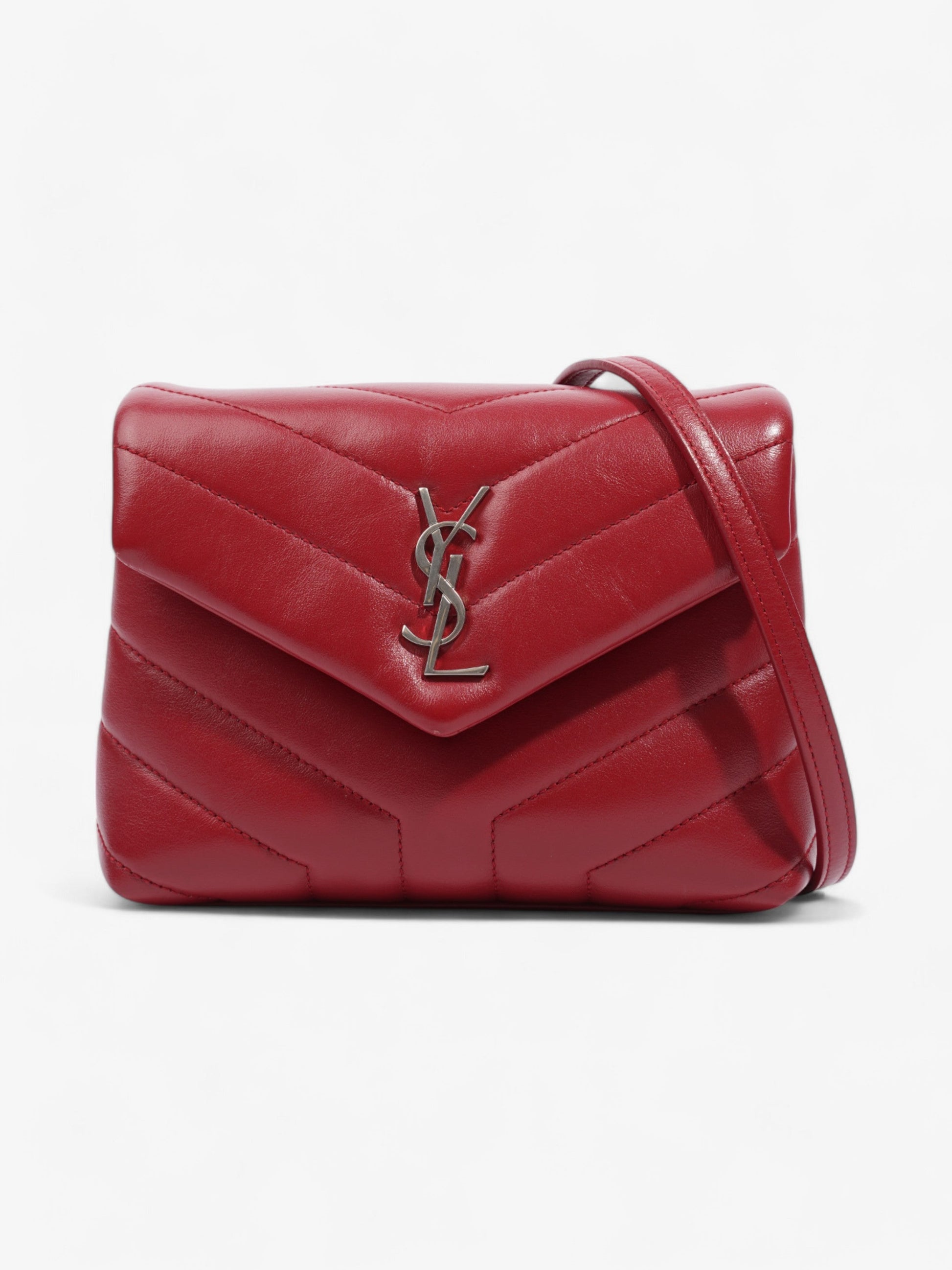 YSL Saint Laurent Lou Lou Calfskin Crossbody Bag Leather Red Toy