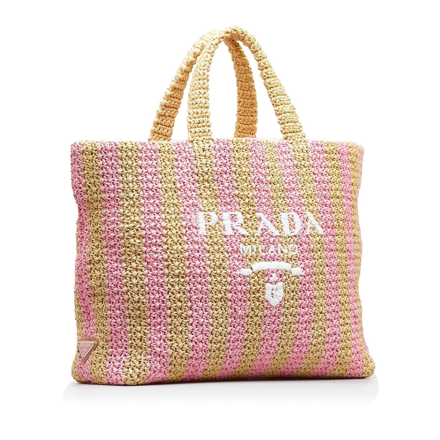 Prada Tote Raffia Pink Large Tote Bag