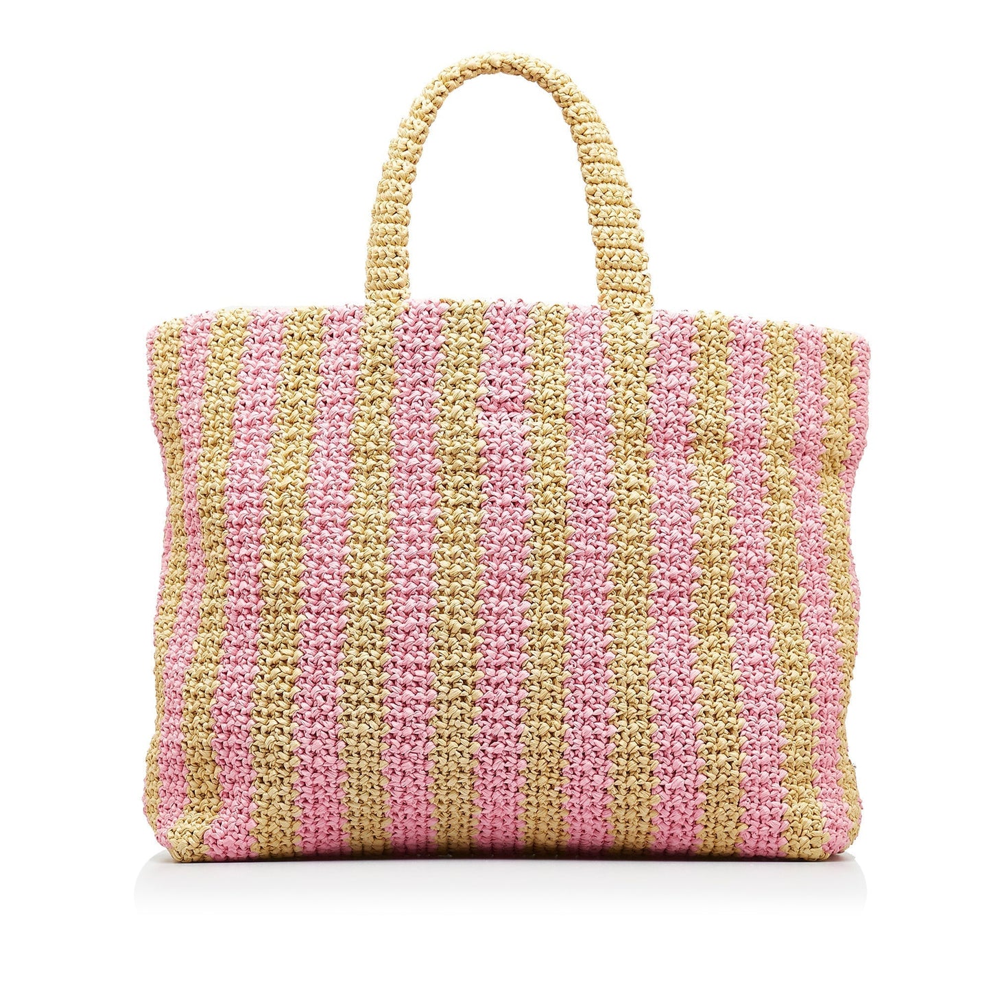 Prada Tote Raffia Pink Large Tote Bag