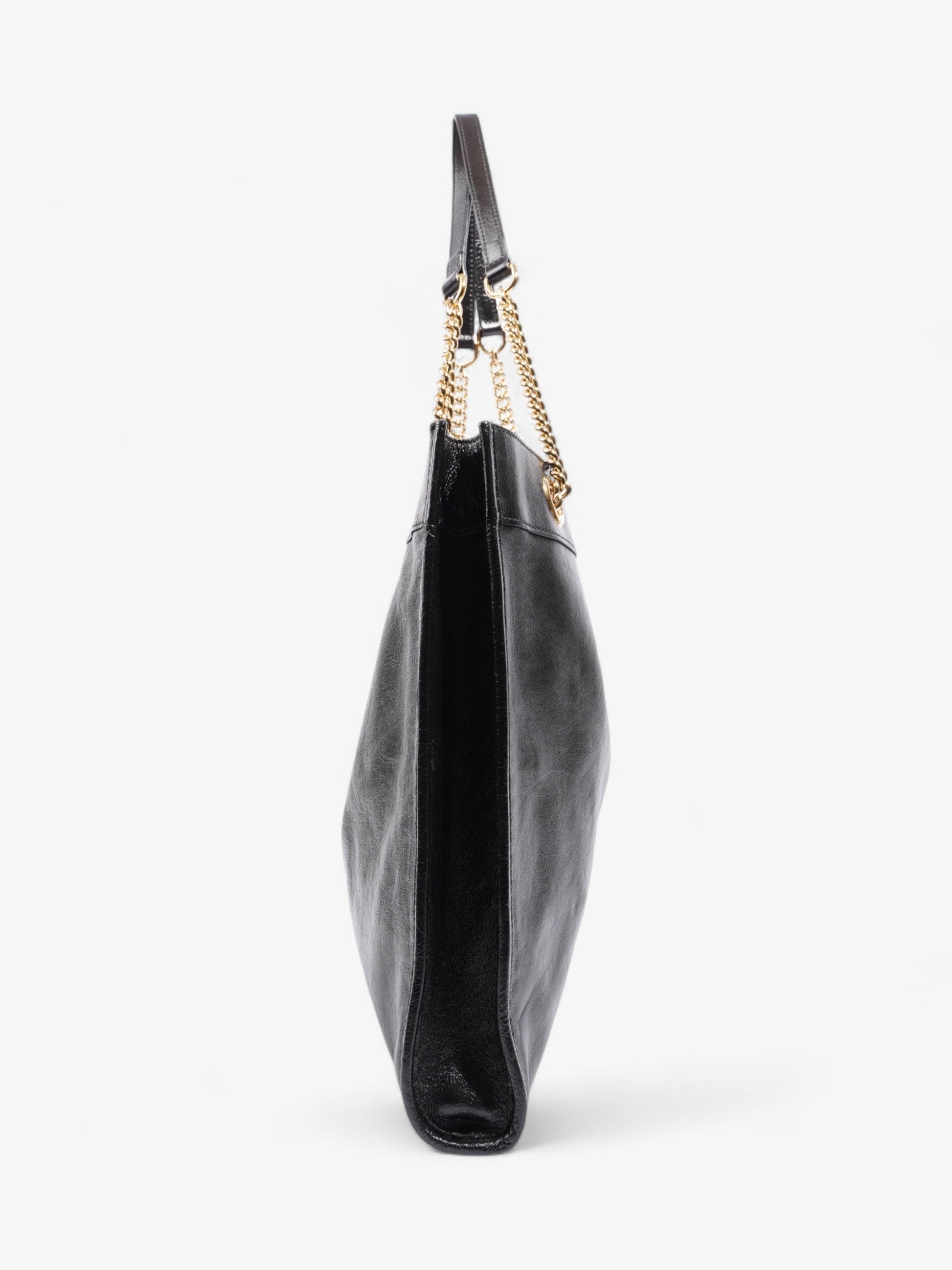 Gucci Rajah Chain Tote Green Large Leather Black Shoulder Bag
