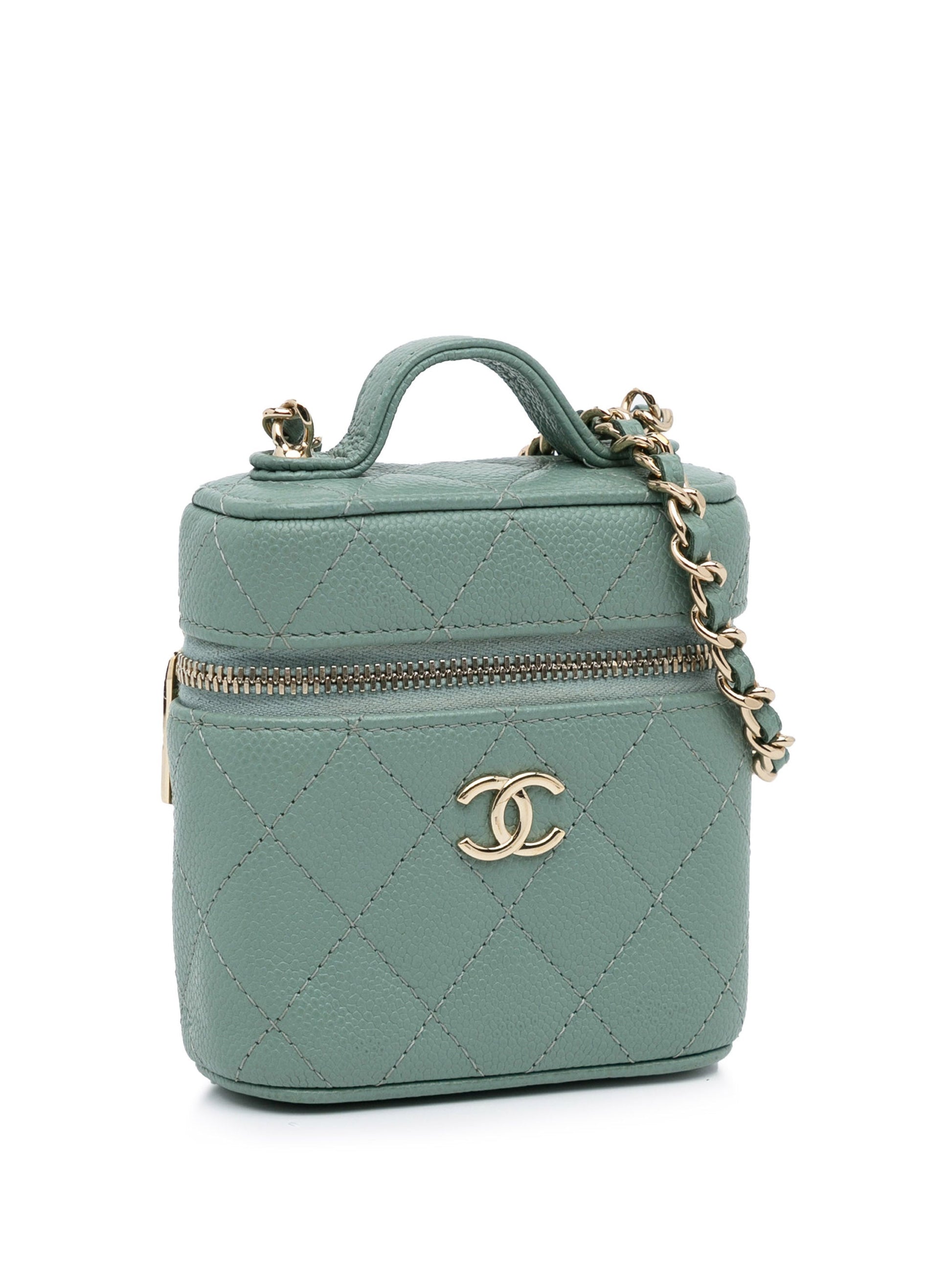 Teal Chanel CC Caviar Vanity Bag