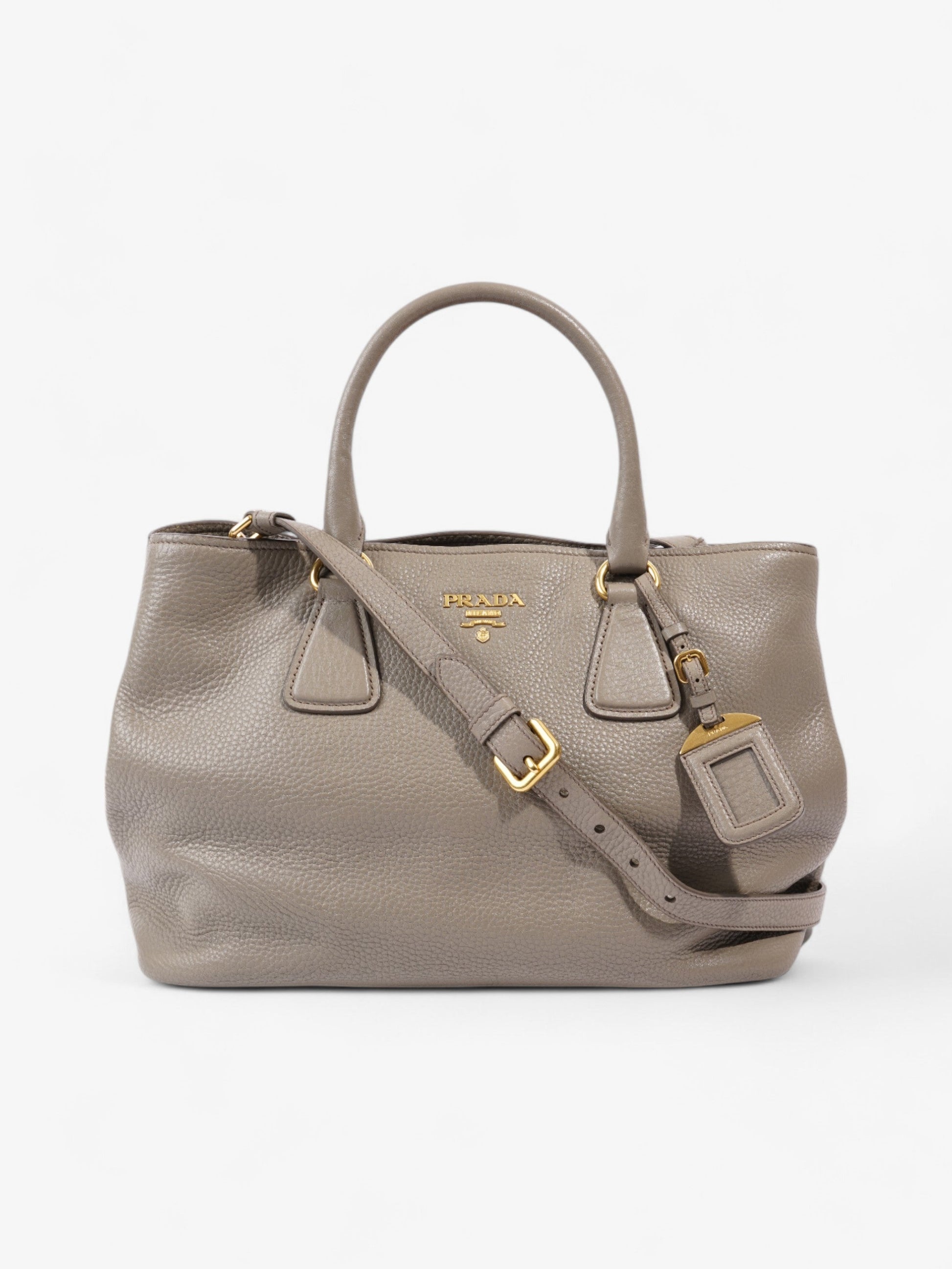 Prada Daino Middle Tote Grey Leather Vitello Gray Shoulder Bag