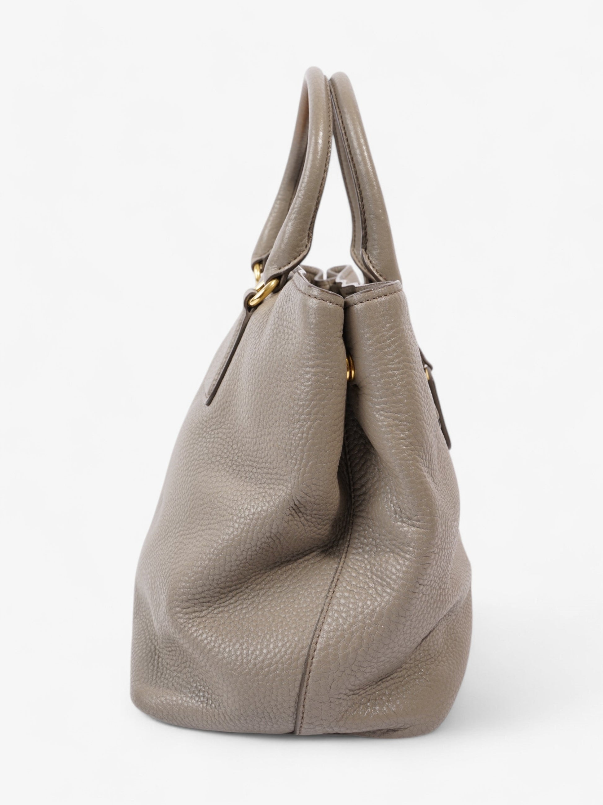Prada Daino Middle Tote Grey Leather Vitello Gray Shoulder Bag