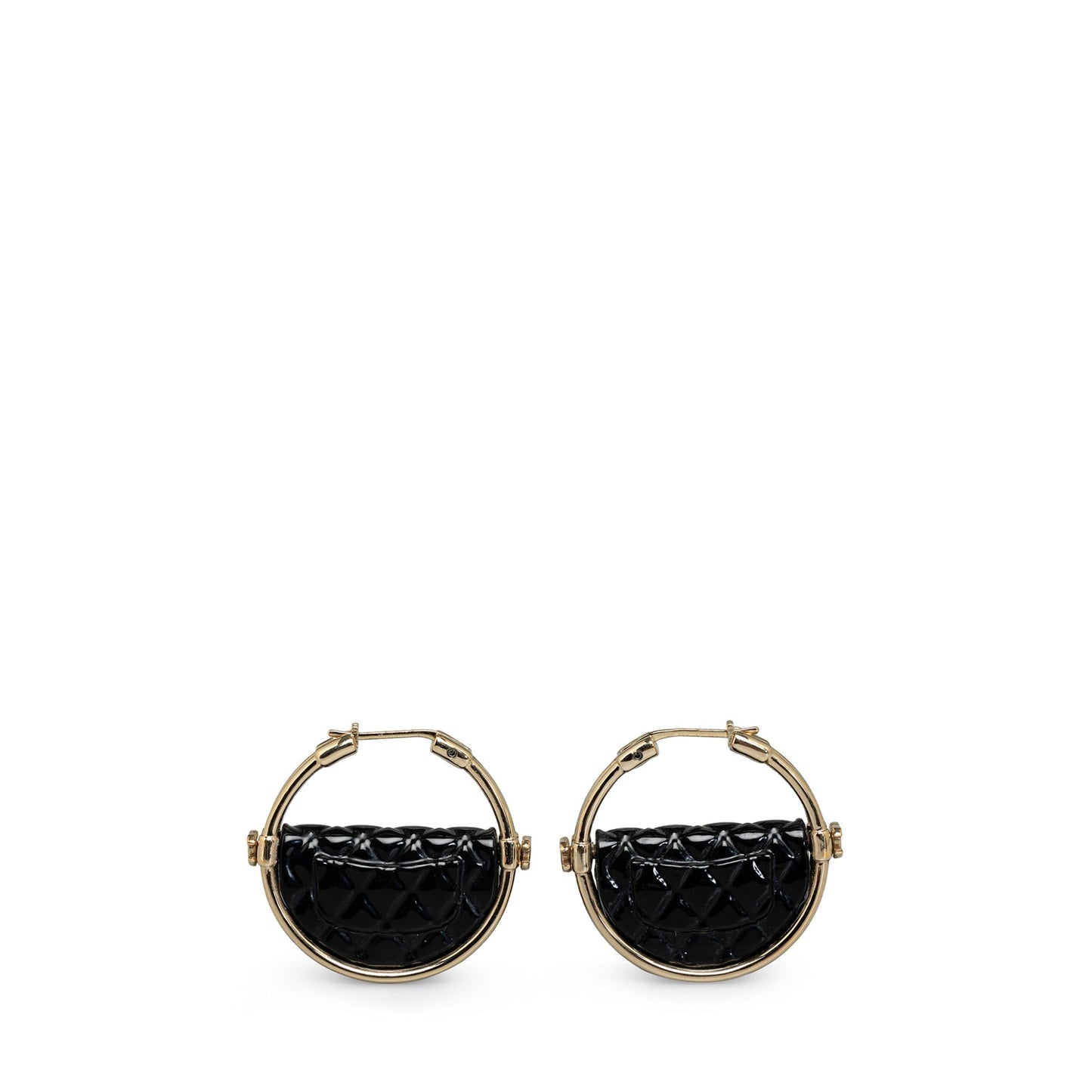 CHANEL Resin Quilted Flap Bag Hoop Earrings