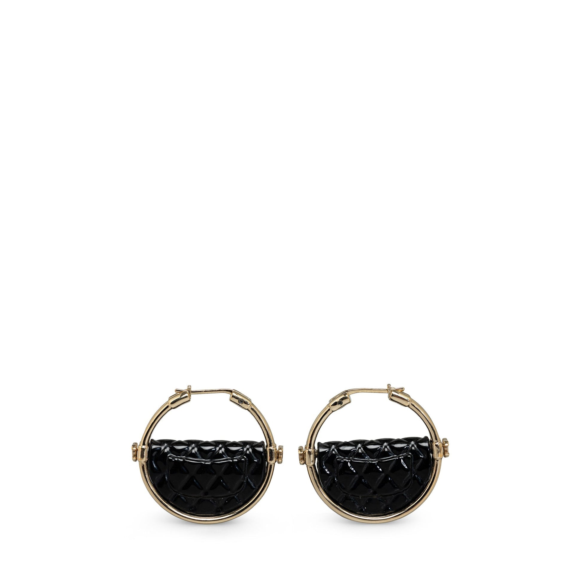CHANEL Resin Quilted Flap Bag Hoop Earrings