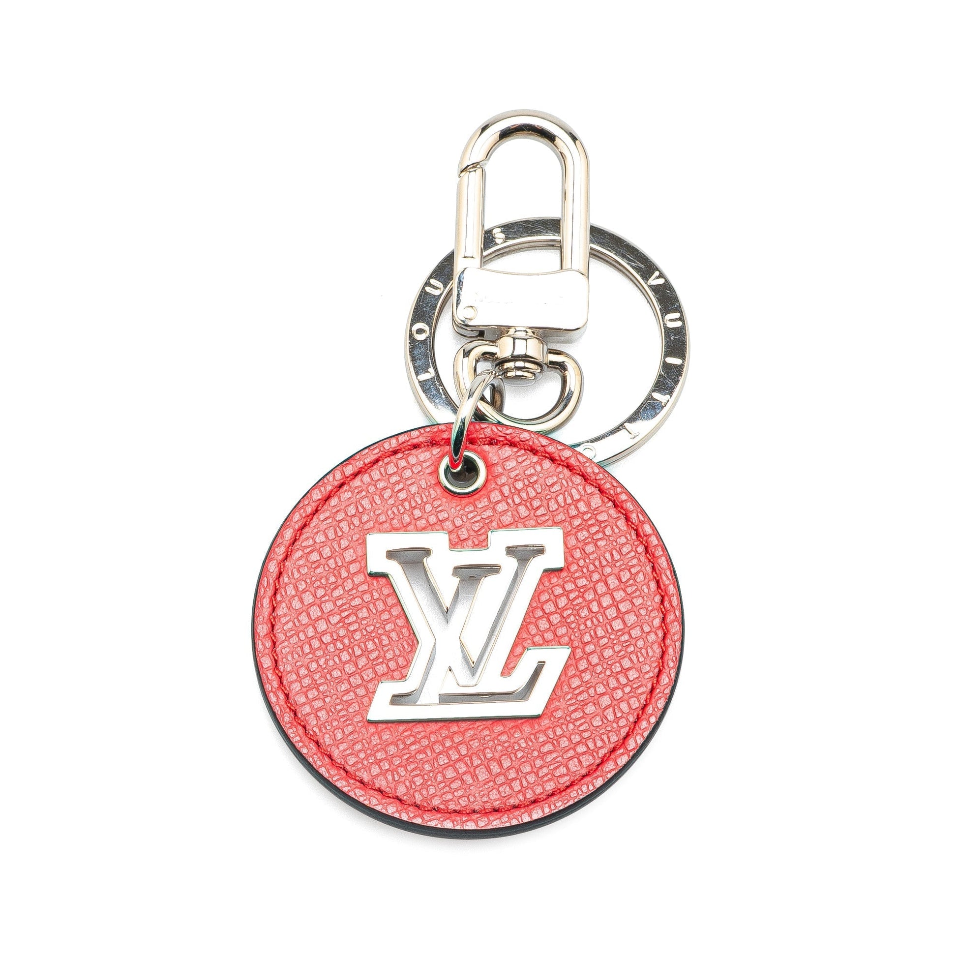 Silver Louis Vuitton LV Circle Eyelet Key Chain Keychain Accessory
