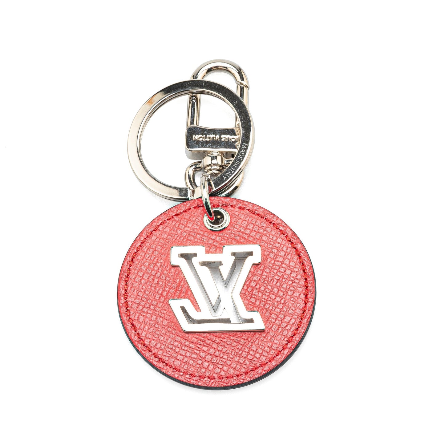 Silver Louis Vuitton LV Circle Eyelet Key Chain Keychain Accessory