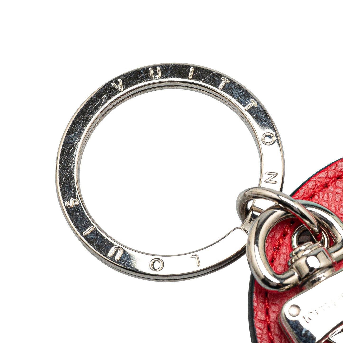 Silver Louis Vuitton LV Circle Eyelet Key Chain Keychain Accessory