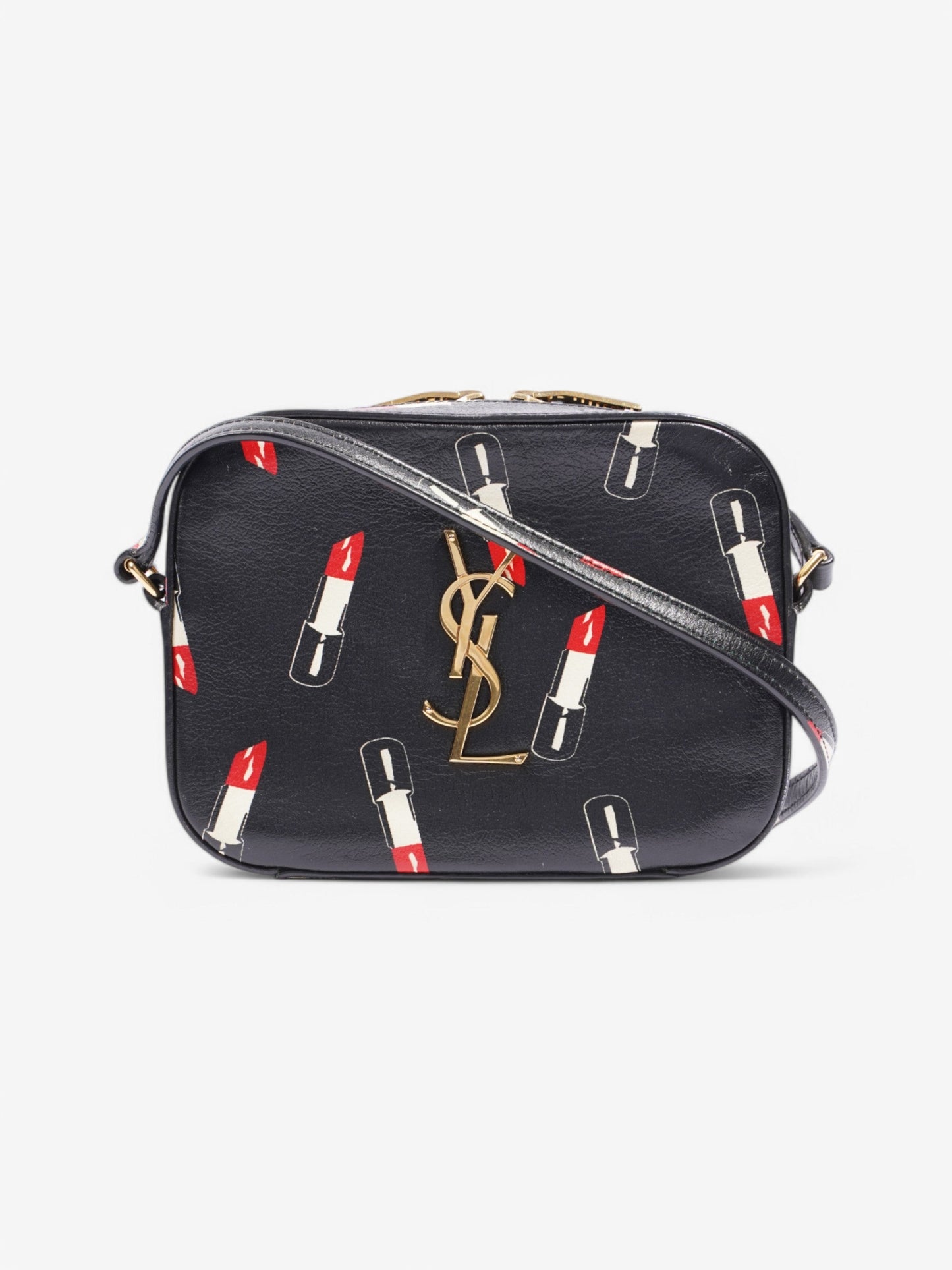 YSL Saint Laurent Shoulder Bag Leather Black White